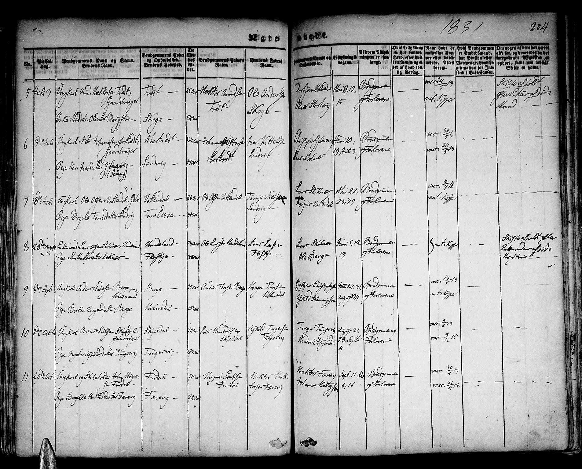 Skånevik sokneprestembete, AV/SAB-A-77801/H/Haa: Parish register (official) no. A 4, 1828-1848, p. 204