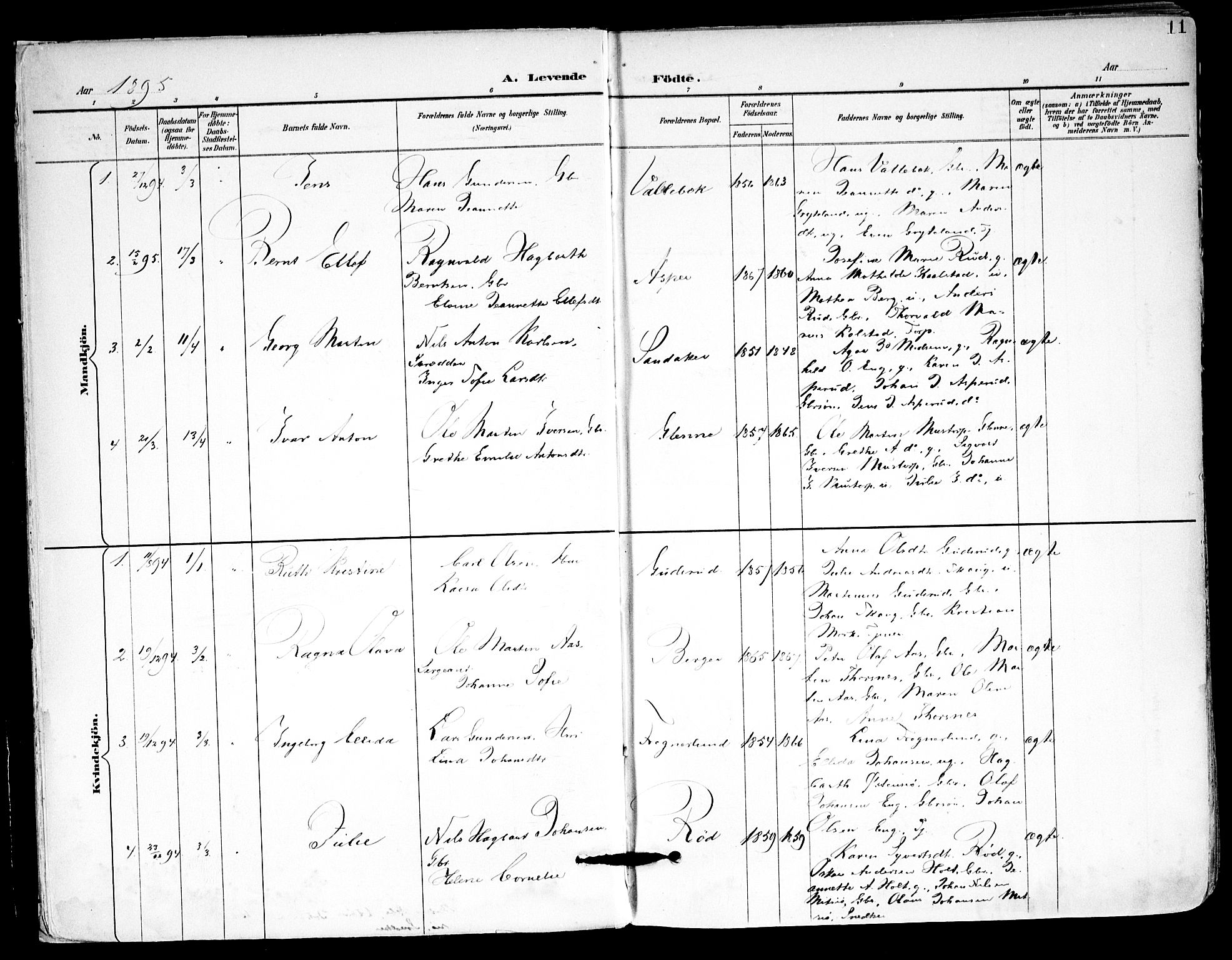 Kråkstad prestekontor Kirkebøker, AV/SAO-A-10125a/F/Fa/L0010: Parish register (official) no. I 10, 1893-1931, p. 11