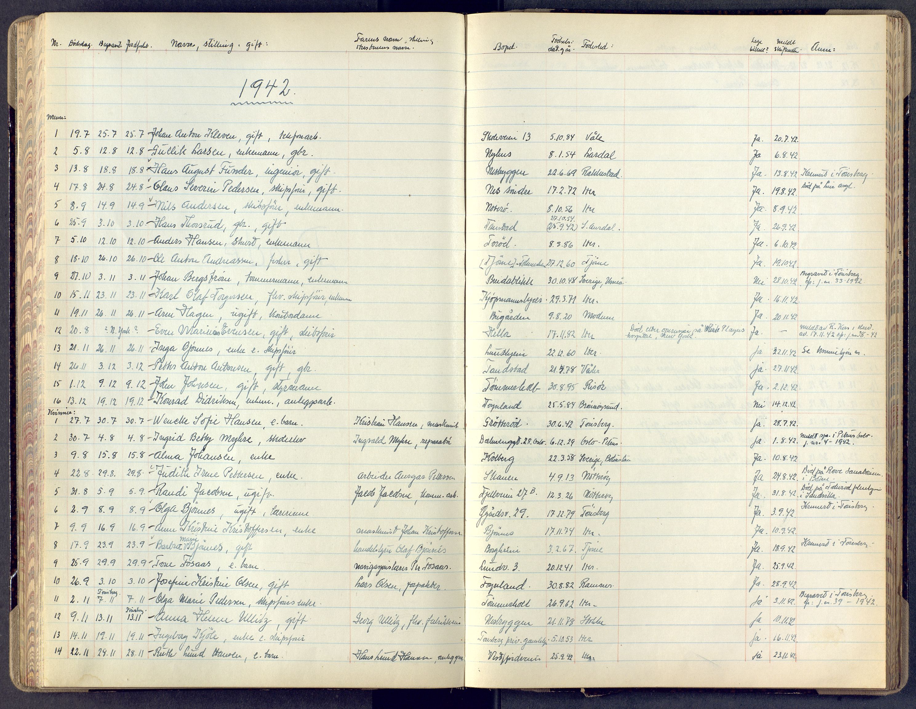 Nøtterøy kirkebøker, AV/SAKO-A-354/F/Fa/L0013: Parish register (official) no. I 13, 1942-1945