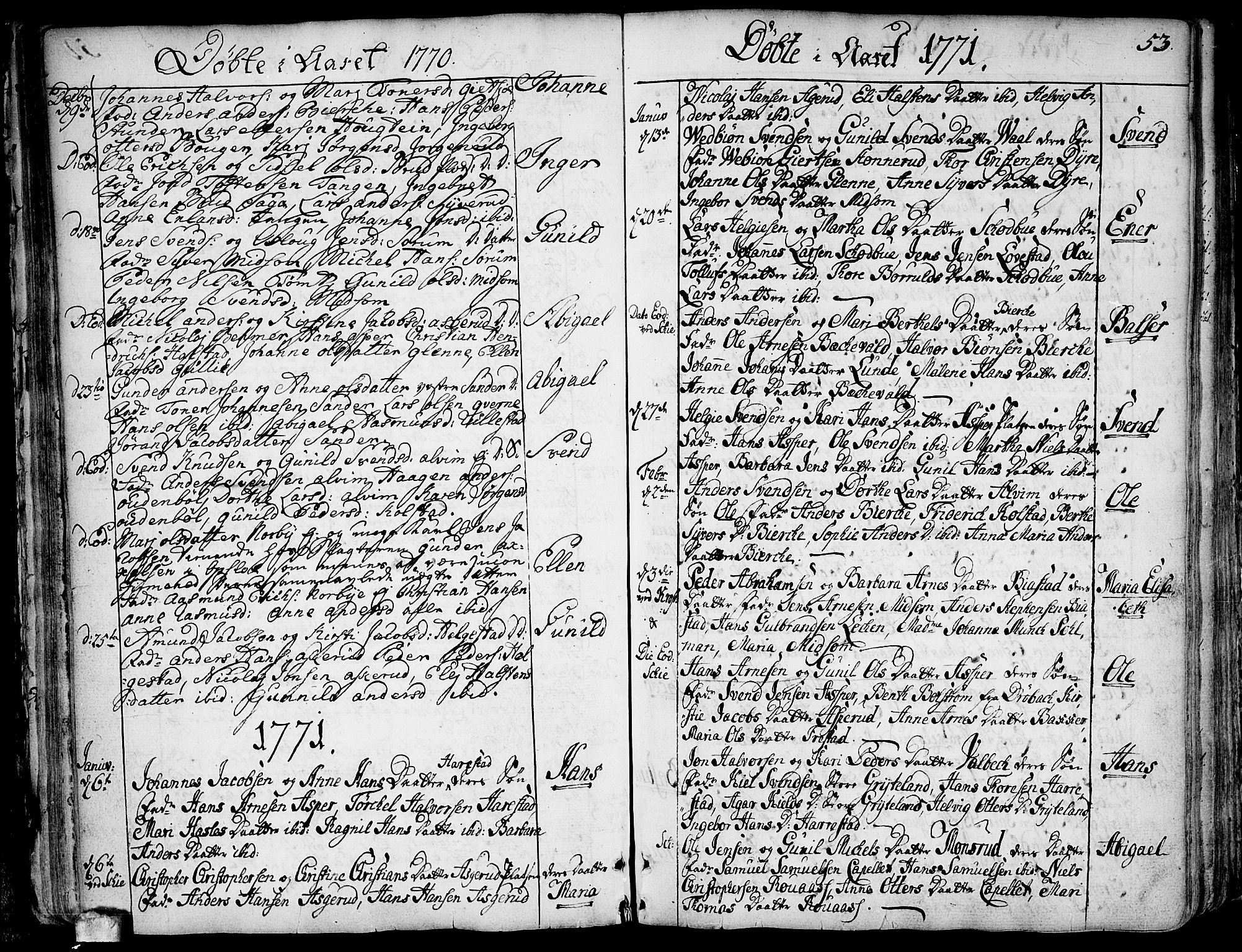 Kråkstad prestekontor Kirkebøker, SAO/A-10125a/F/Fa/L0001: Parish register (official) no. I 1, 1736-1785, p. 53