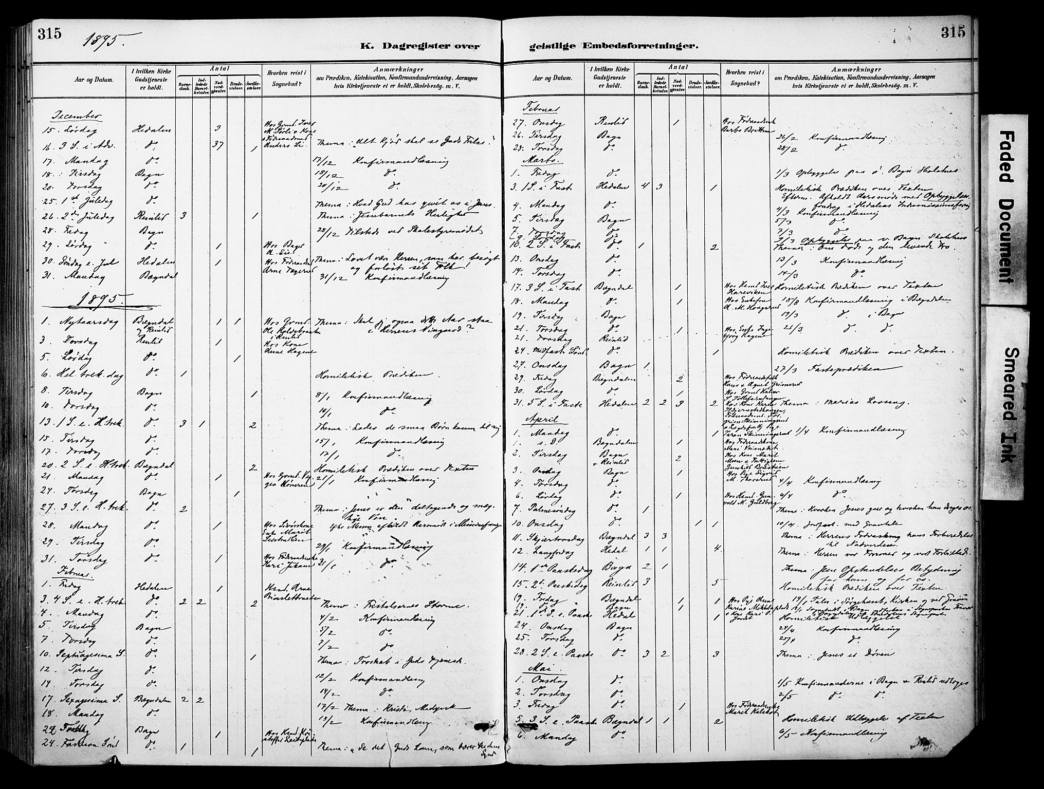 Sør-Aurdal prestekontor, SAH/PREST-128/H/Ha/Haa/L0009: Parish register (official) no. 9, 1886-1906, p. 315