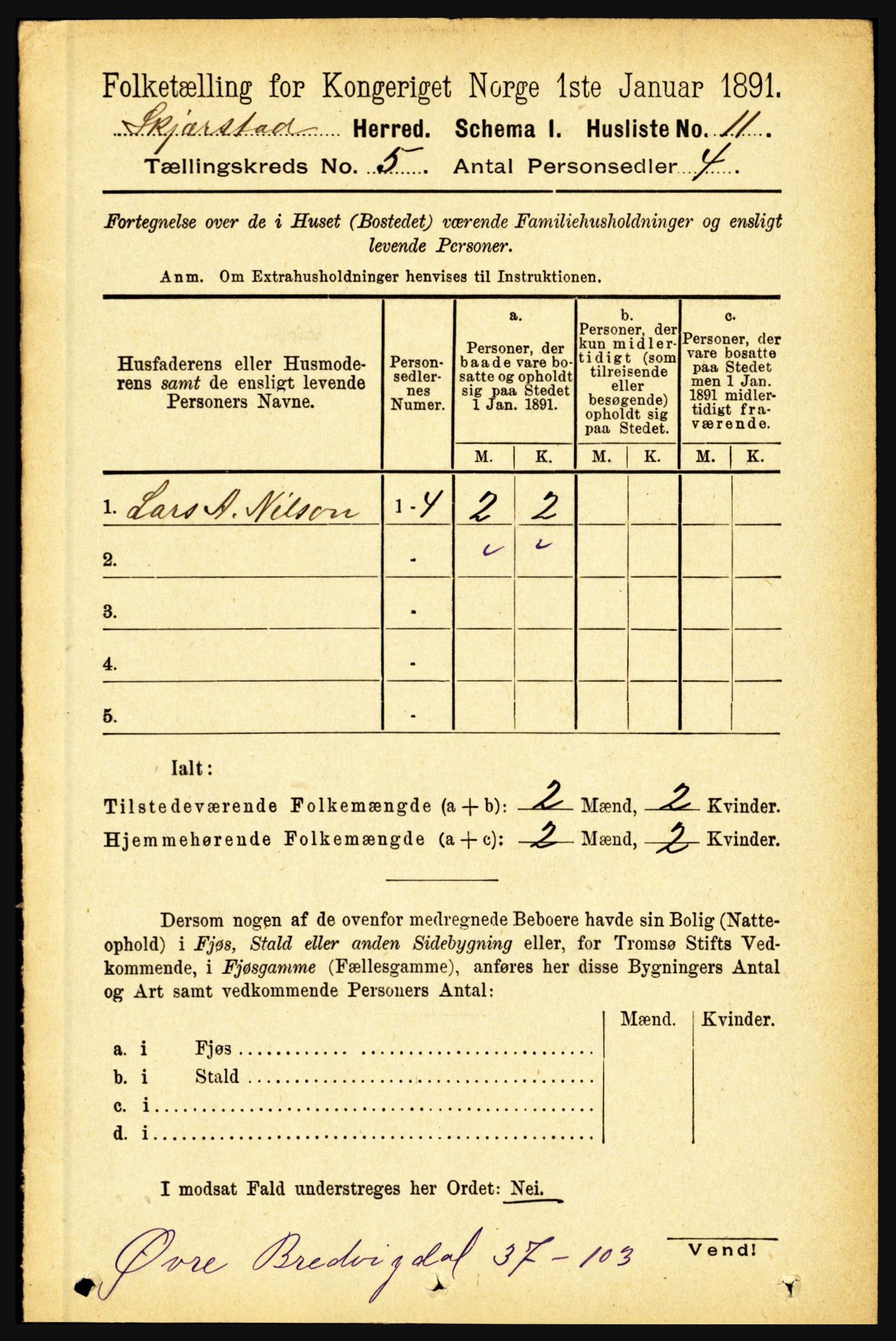 RA, 1891 census for 1842 Skjerstad, 1891, p. 1409