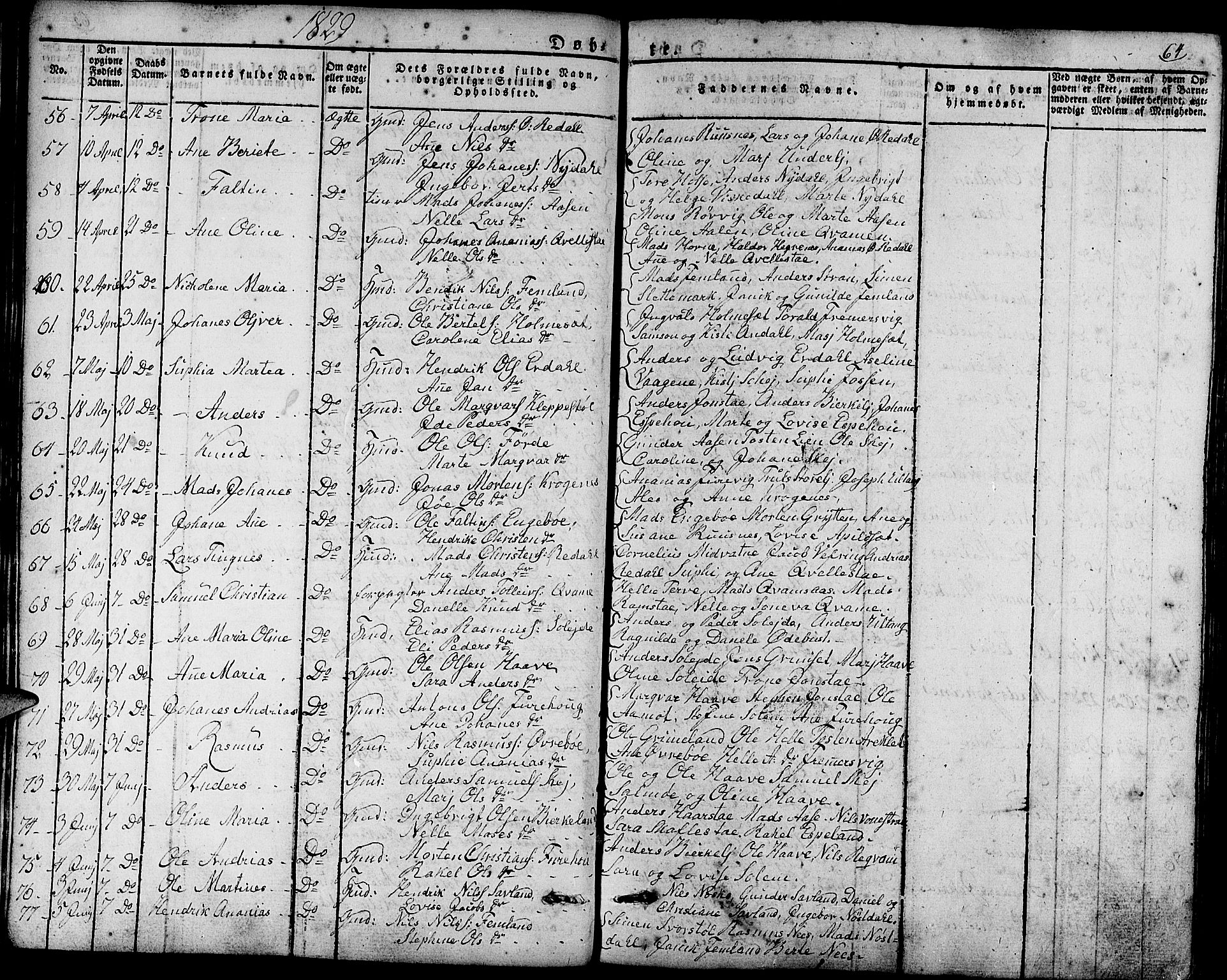 Førde sokneprestembete, SAB/A-79901/H/Haa/Haaa/L0006: Parish register (official) no. A 6, 1821-1842, p. 64