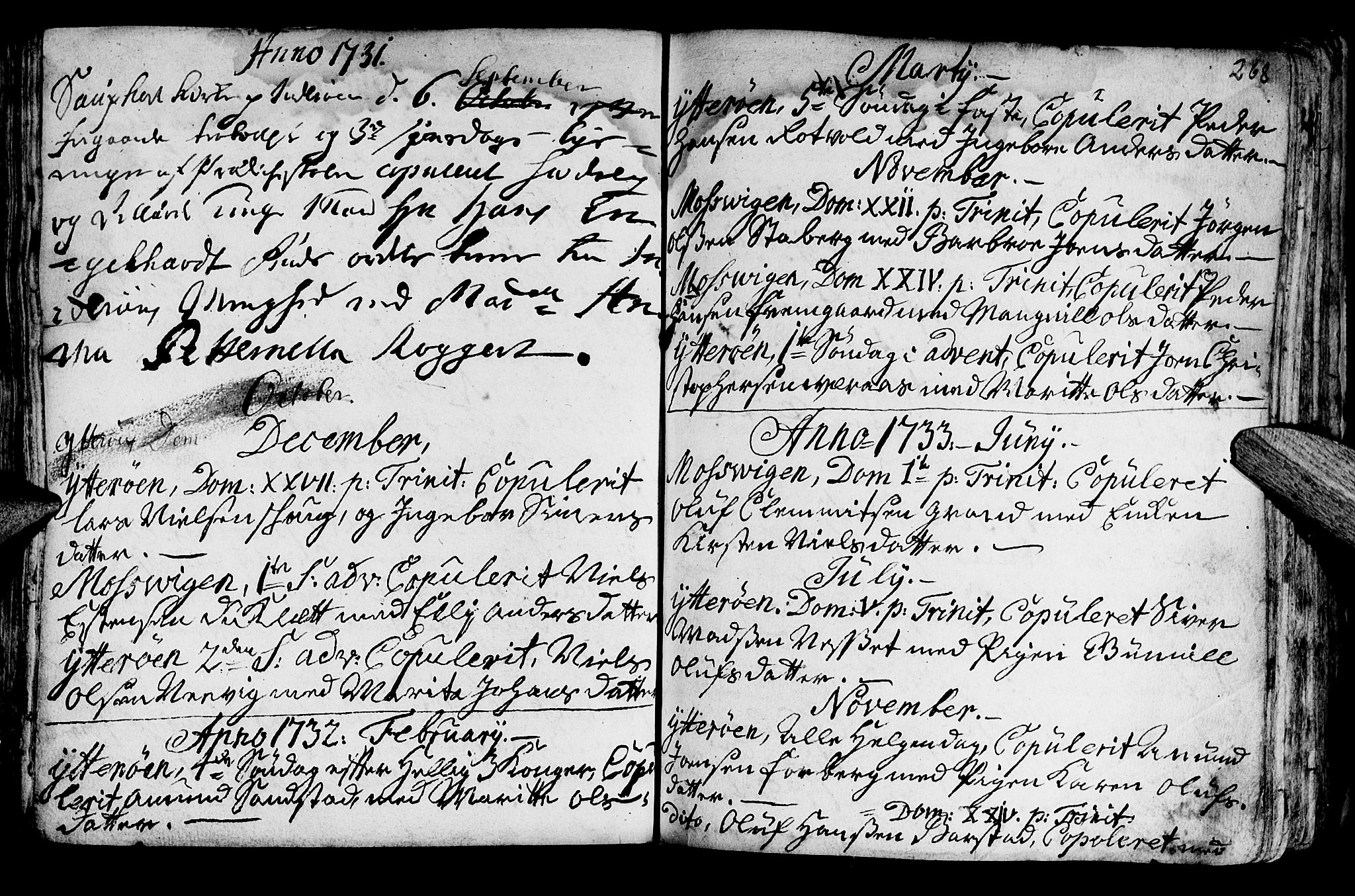Ministerialprotokoller, klokkerbøker og fødselsregistre - Nord-Trøndelag, SAT/A-1458/722/L0215: Parish register (official) no. 722A02, 1718-1755, p. 268