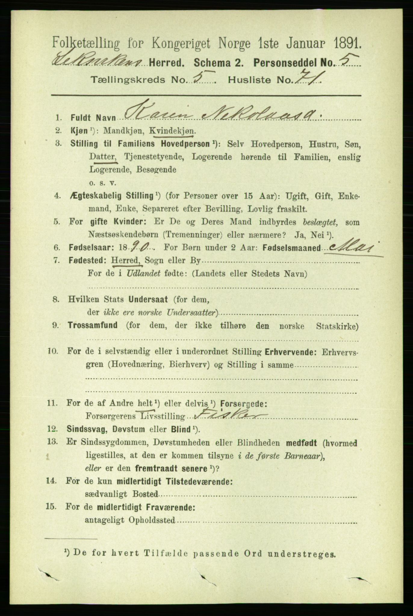 RA, 1891 census for 1718 Leksvik, 1891, p. 3065