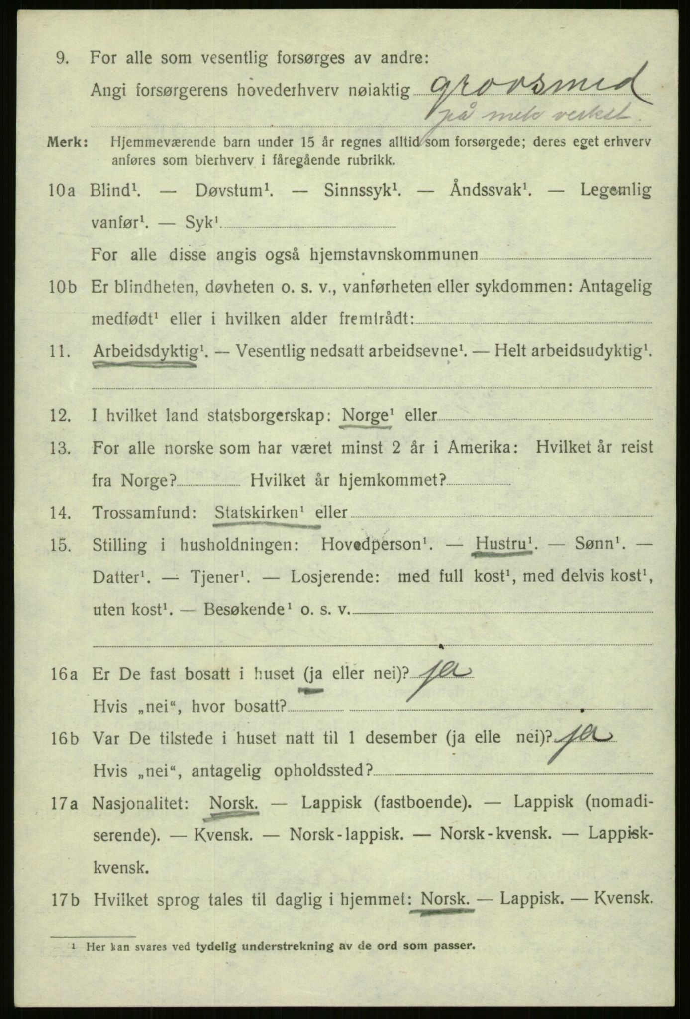 SATØ, 1920 census for Harstad, 1920, p. 3069