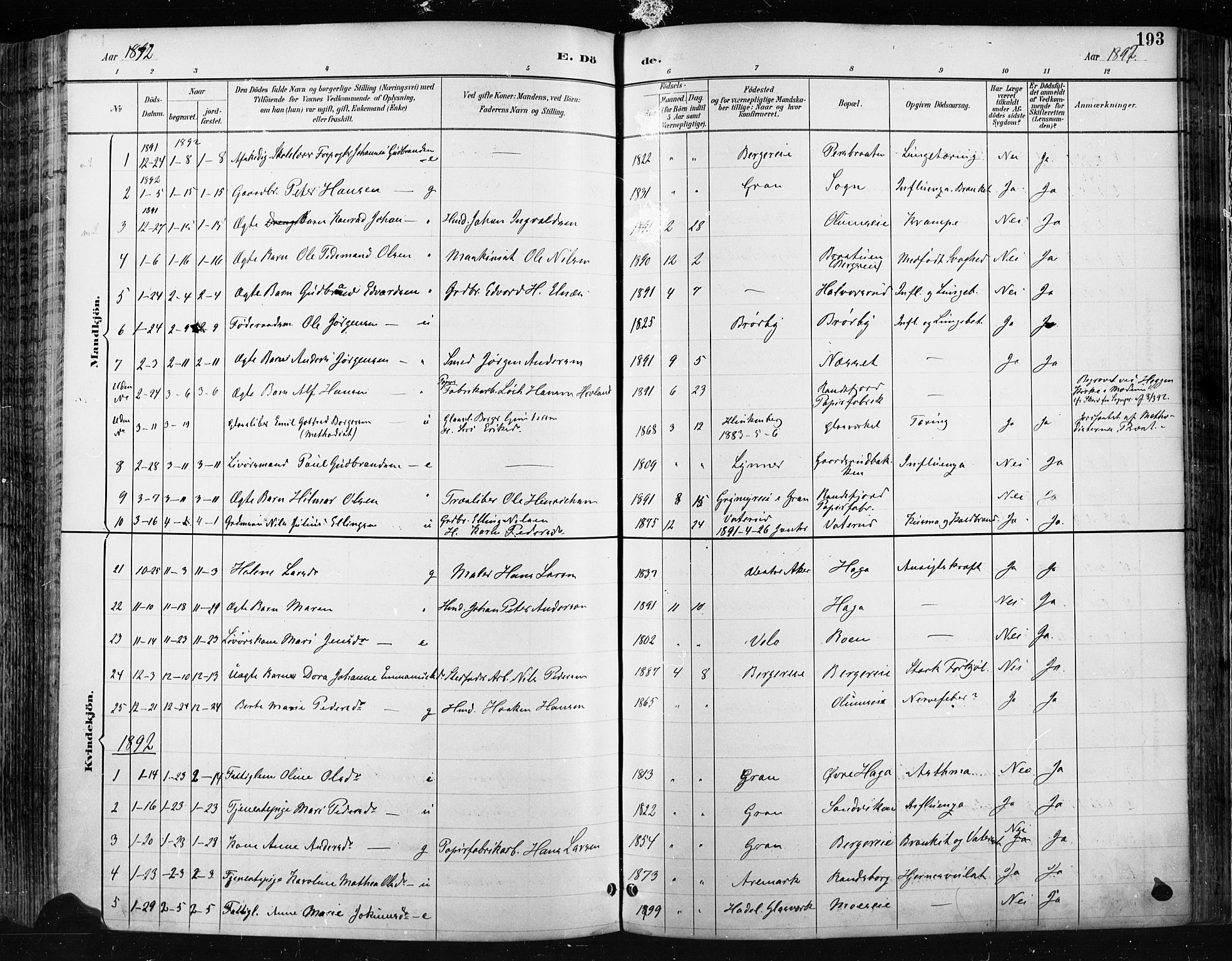 Jevnaker prestekontor, SAH/PREST-116/H/Ha/Haa/L0009: Parish register (official) no. 9, 1891-1901, p. 193