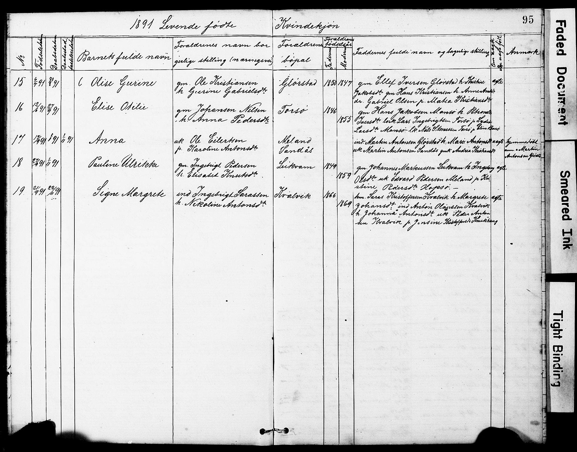 Ministerialprotokoller, klokkerbøker og fødselsregistre - Sør-Trøndelag, SAT/A-1456/634/L0541: Parish register (copy) no. 634C03, 1874-1891, p. 95