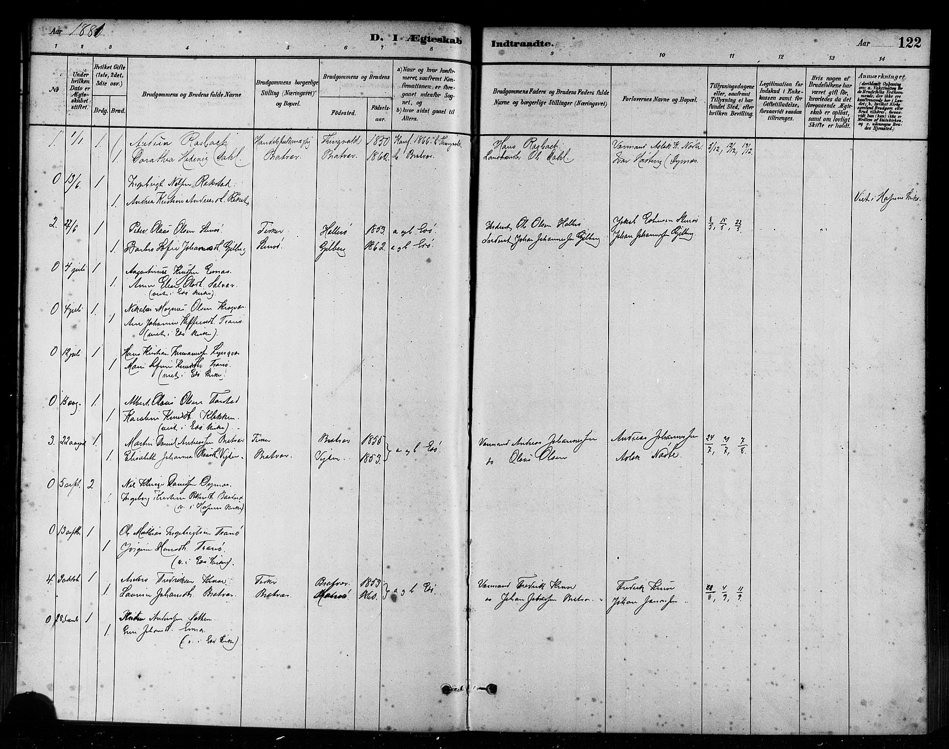 Ministerialprotokoller, klokkerbøker og fødselsregistre - Møre og Romsdal, AV/SAT-A-1454/582/L0947: Parish register (official) no. 582A01, 1880-1900, p. 122