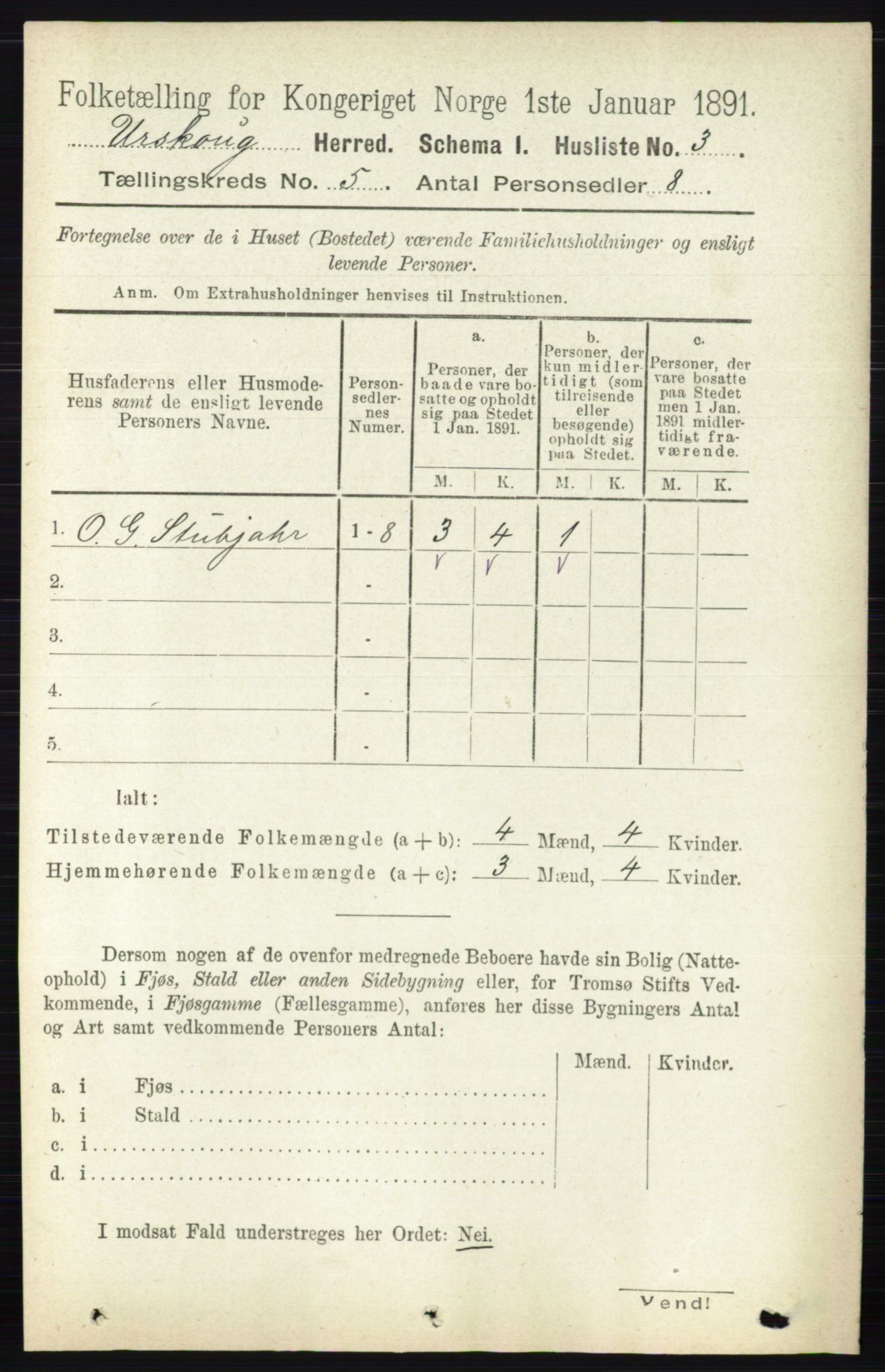 RA, 1891 census for 0224 Aurskog, 1891, p. 1956