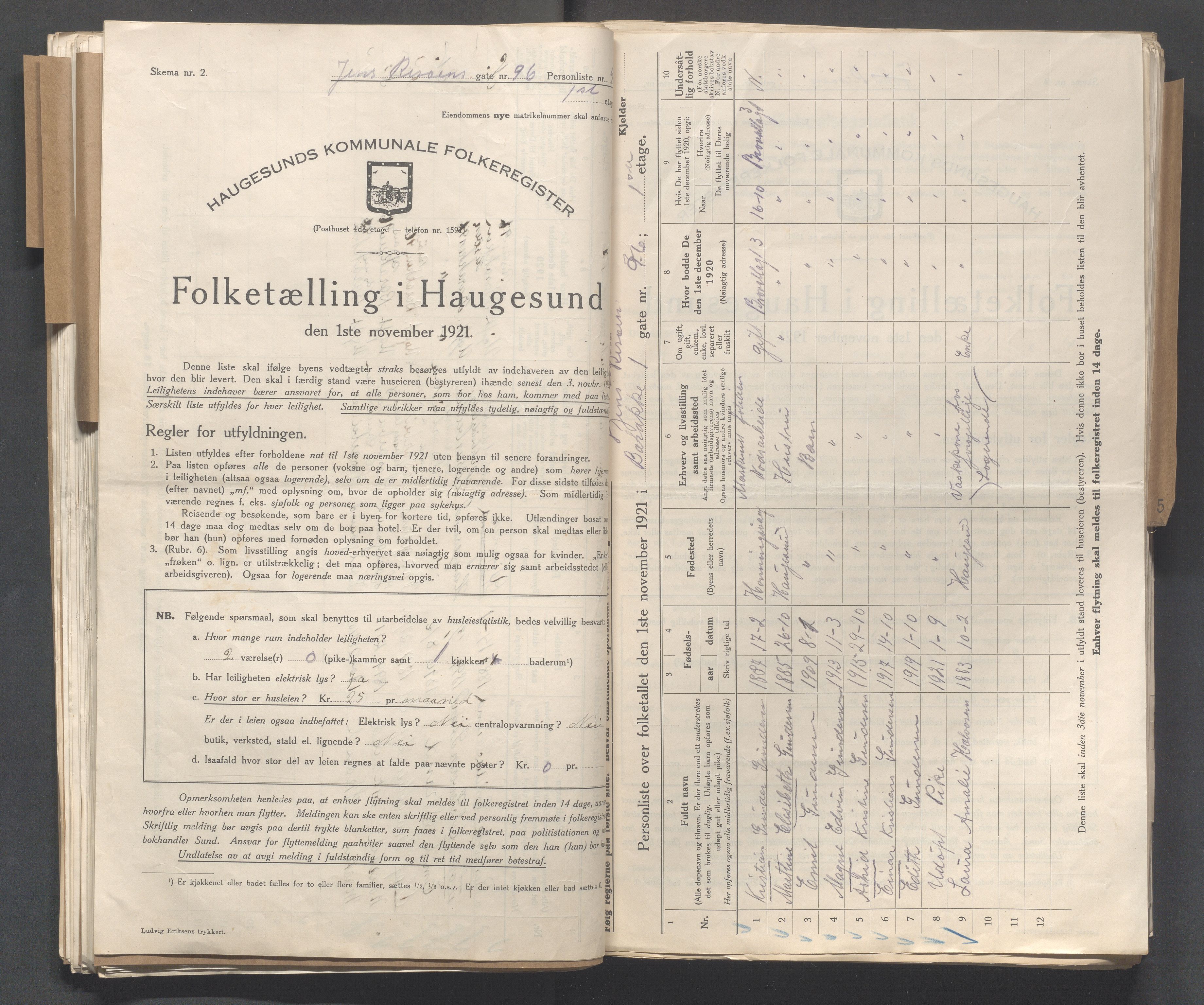 IKAR, Local census 1.11.1921 for Haugesund, 1921, p. 6709