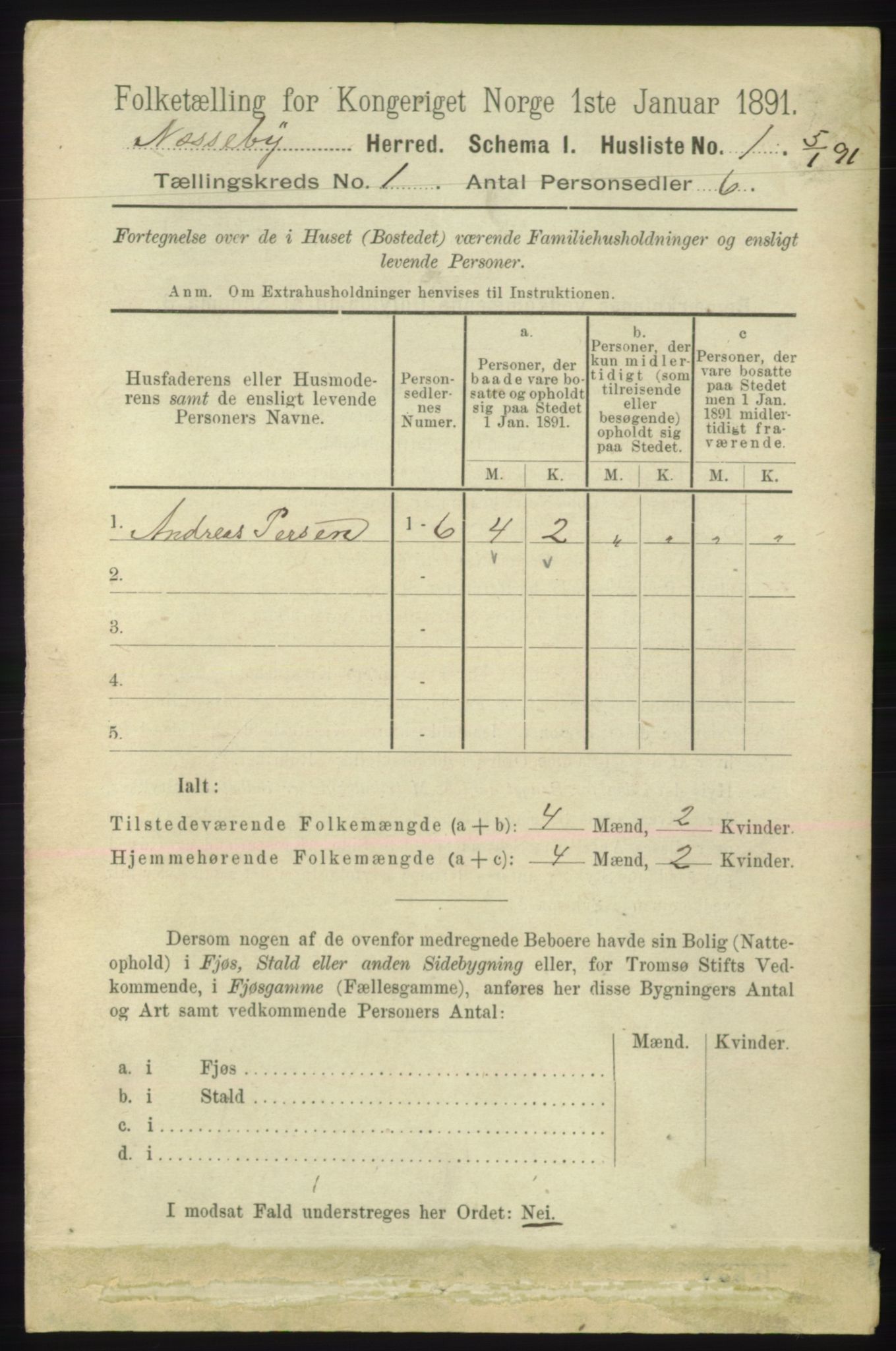 RA, 1891 census for 2027 Nesseby, 1891, p. 16