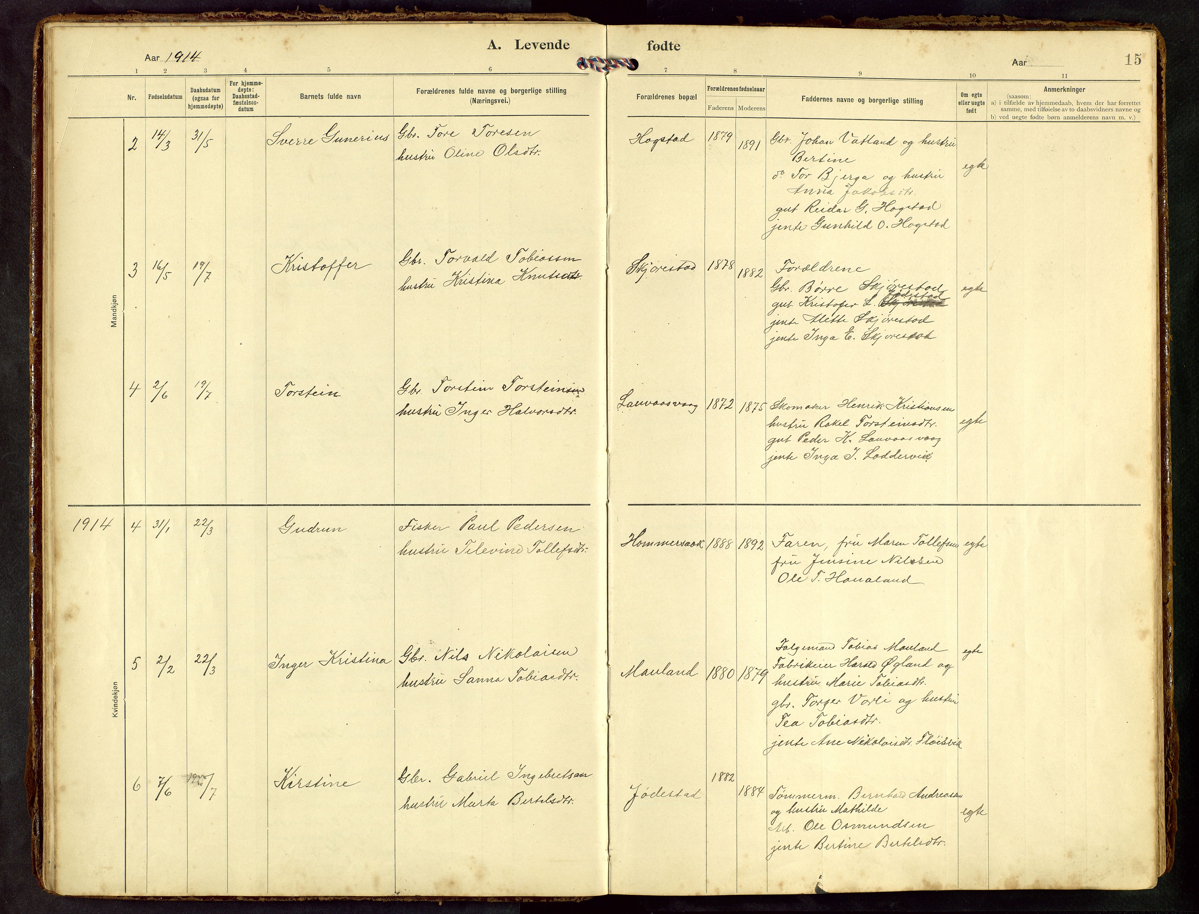 Hetland sokneprestkontor, AV/SAST-A-101826/30/30BB/L0010: Parish register (copy) no. B 10, 1910-1968, p. 15