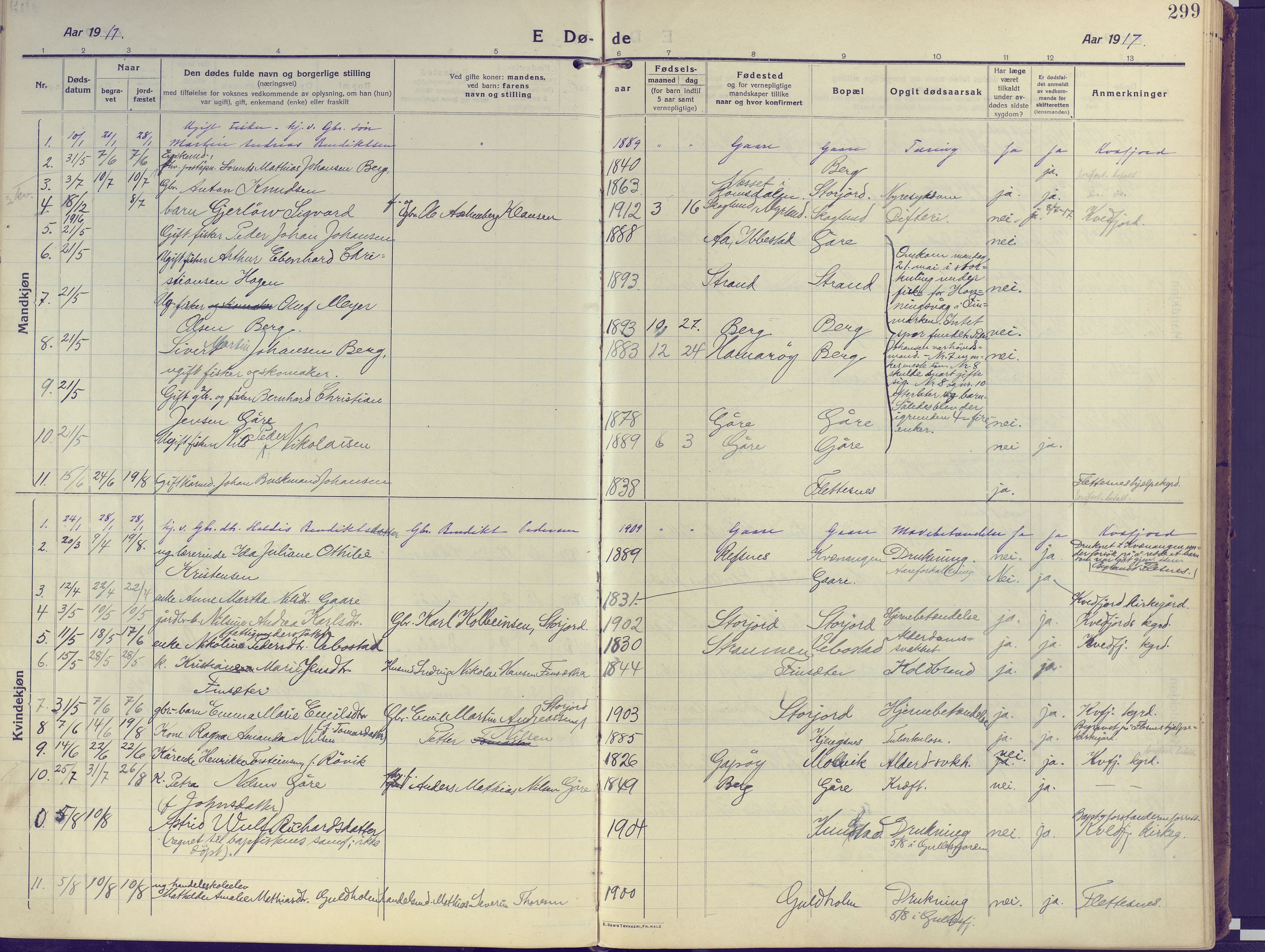 Kvæfjord sokneprestkontor, AV/SATØ-S-1323/G/Ga/Gaa/L0007kirke: Parish register (official) no. 7, 1915-1931, p. 299