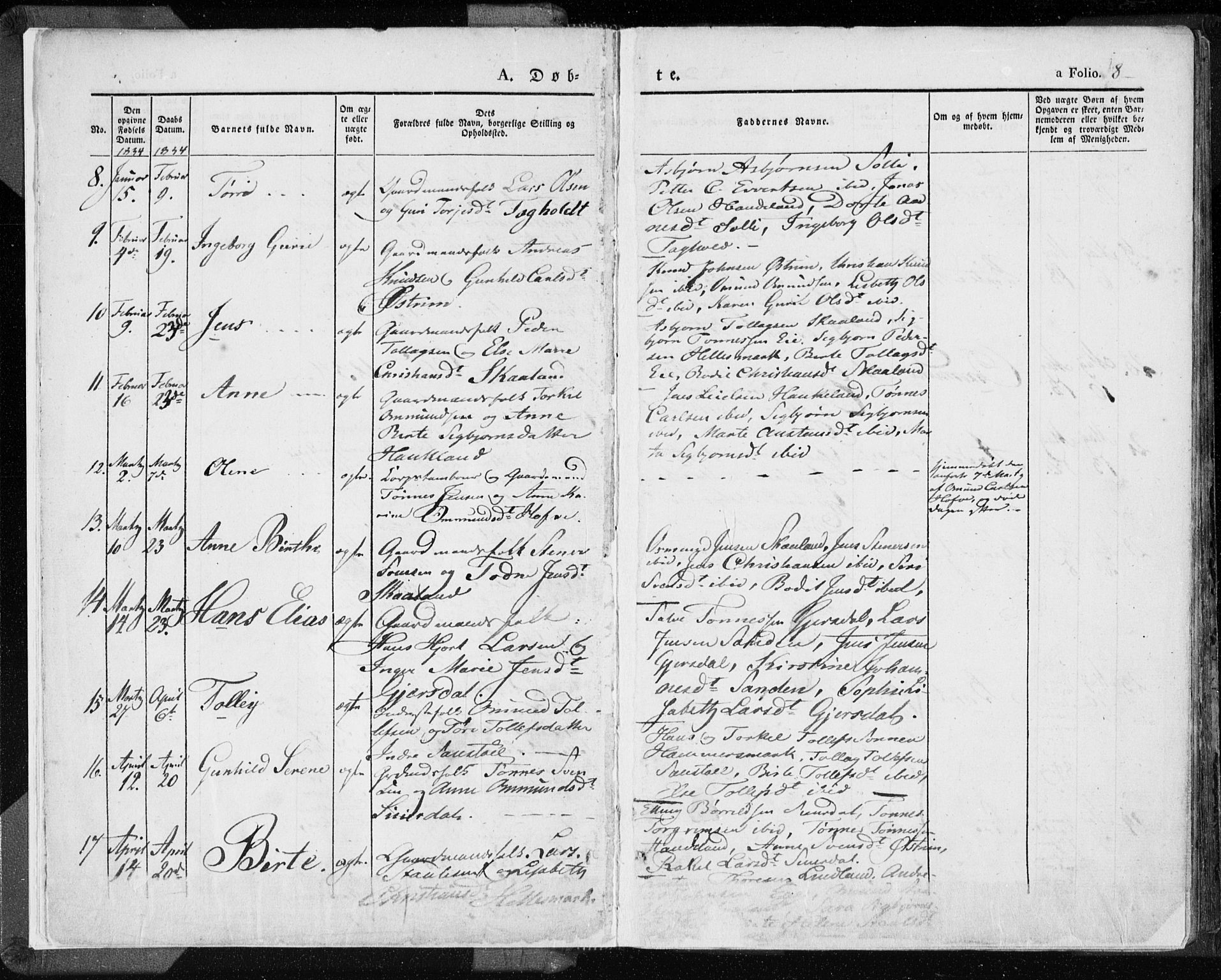 Lund sokneprestkontor, AV/SAST-A-101809/S06/L0007: Parish register (official) no. A 7.1, 1833-1854, p. 8