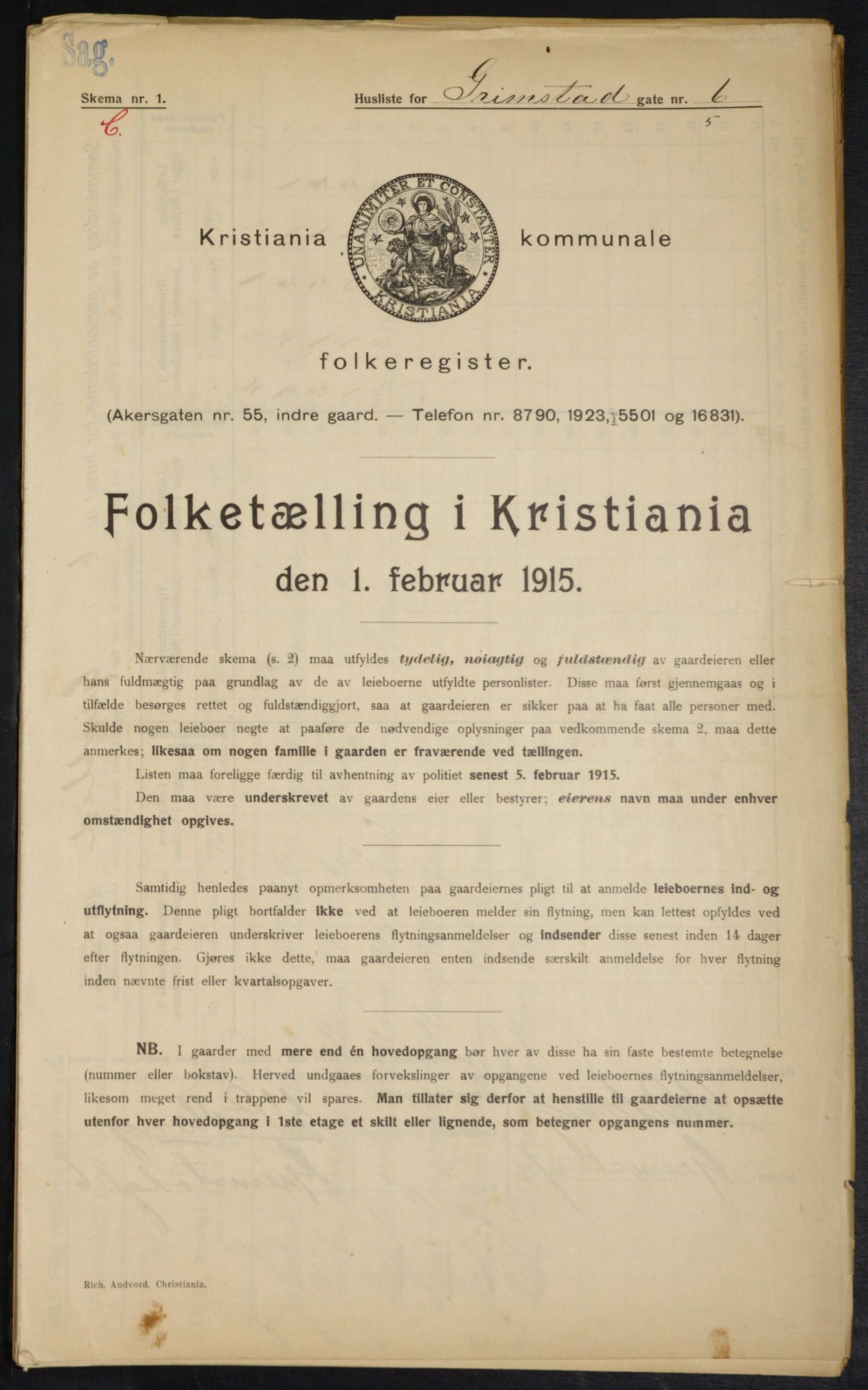 OBA, Municipal Census 1915 for Kristiania, 1915, p. 29574