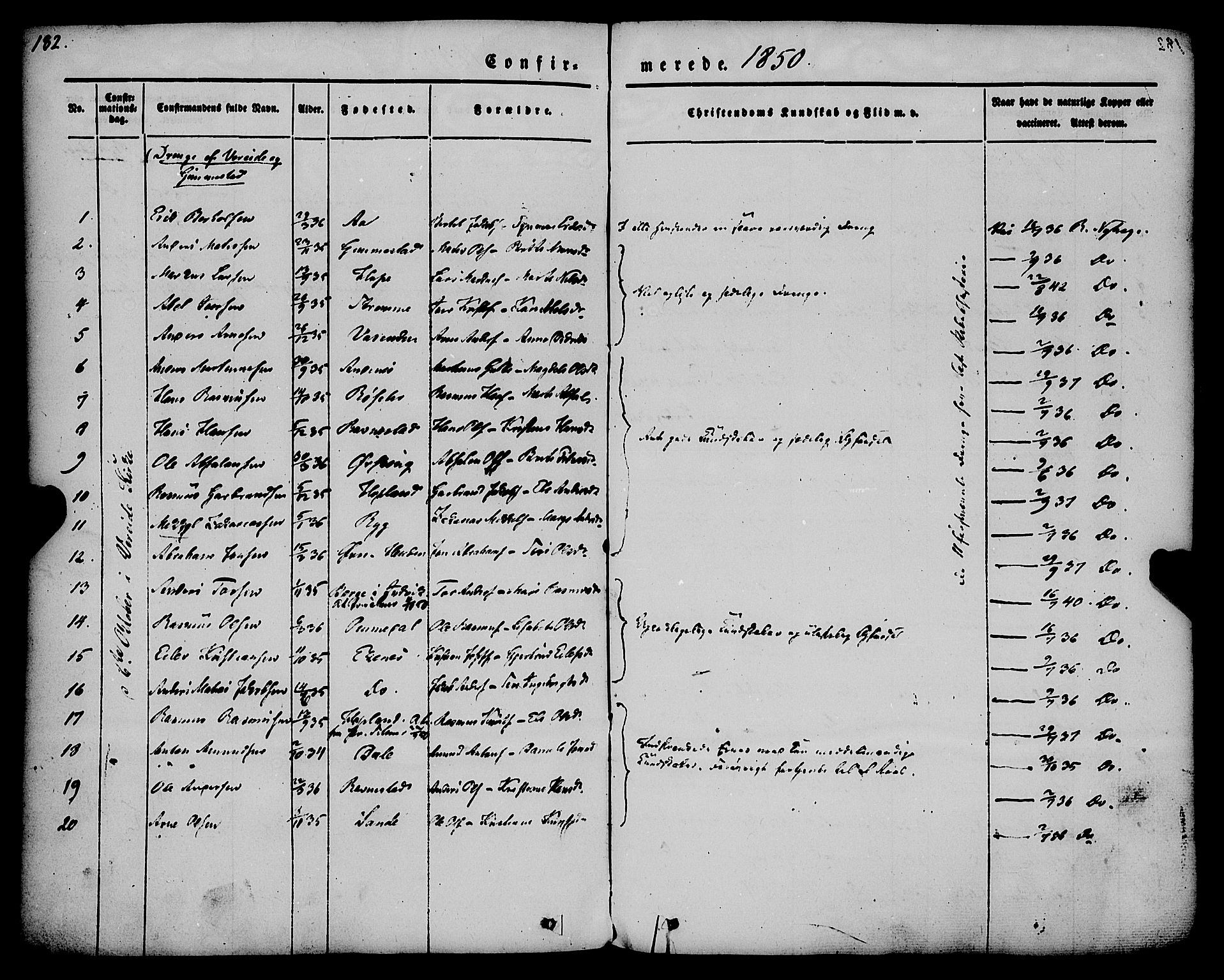 Gloppen sokneprestembete, AV/SAB-A-80101/H/Haa/Haaa/L0008: Parish register (official) no. A 8, 1837-1855, p. 182