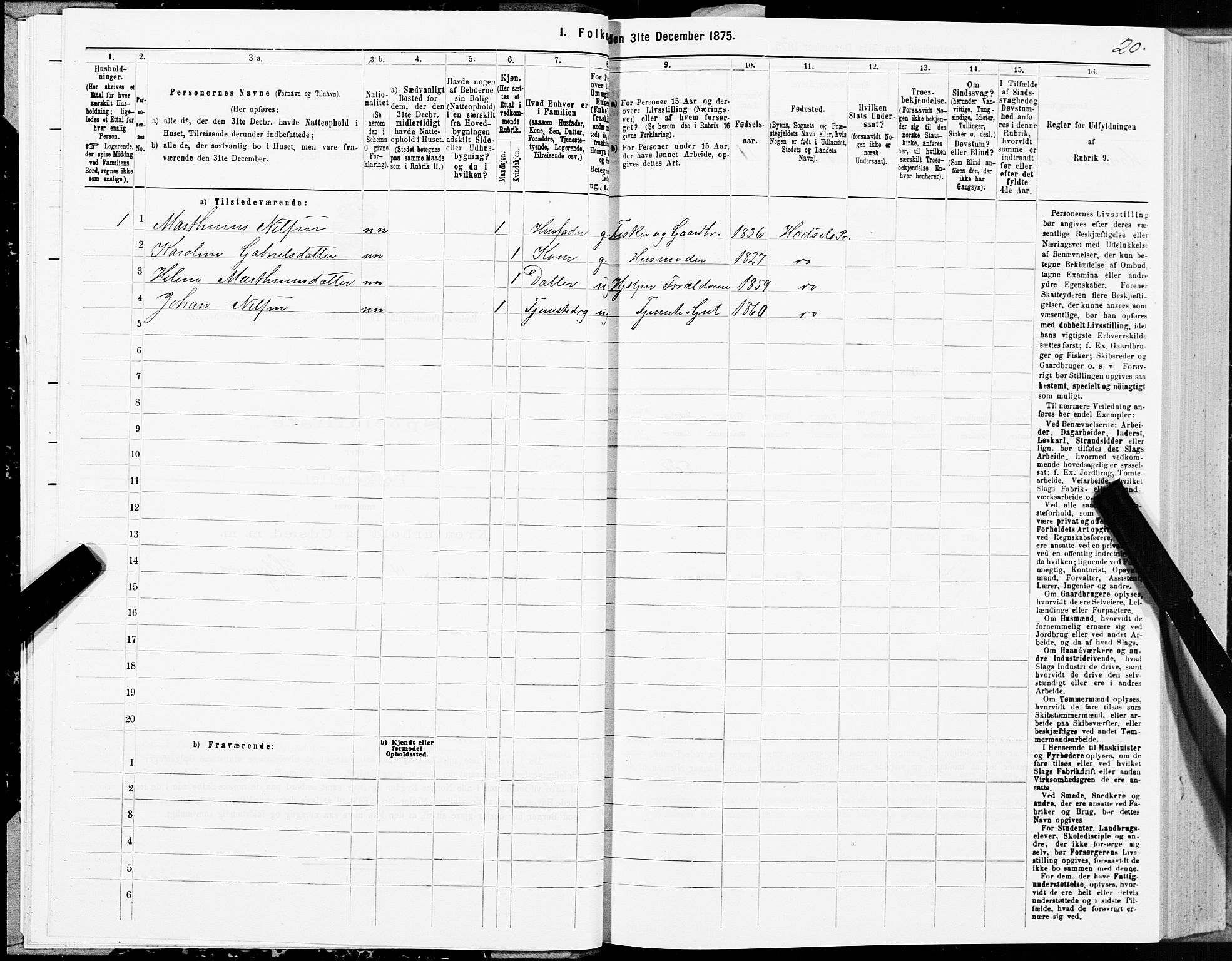 SAT, 1875 census for 1866P Hadsel, 1875, p. 1020