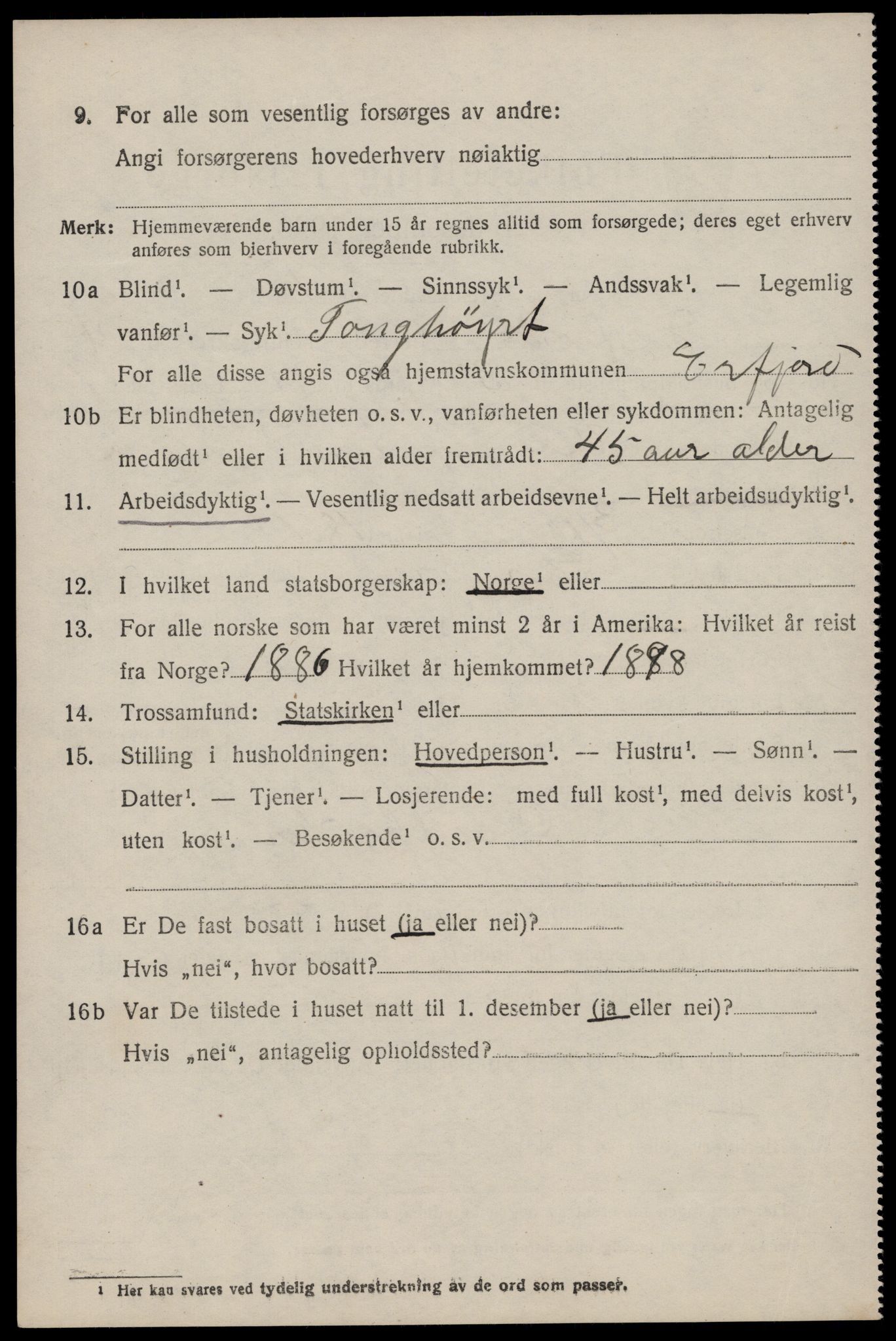 SAST, 1920 census for Erfjord, 1920, p. 1284