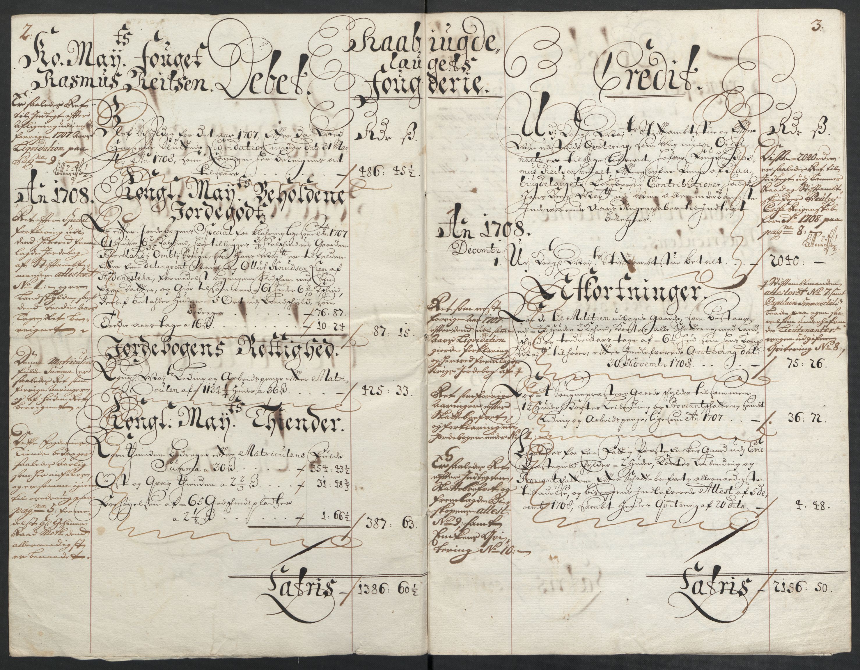 Rentekammeret inntil 1814, Reviderte regnskaper, Fogderegnskap, AV/RA-EA-4092/R40/L2448: Fogderegnskap Råbyggelag, 1706-1708, p. 296