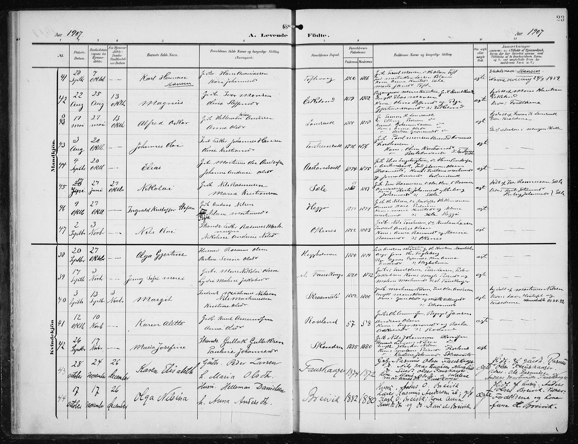 Herdla Sokneprestembete, AV/SAB-A-75701/H/Haa: Parish register (official) no. A 5, 1905-1918, p. 23