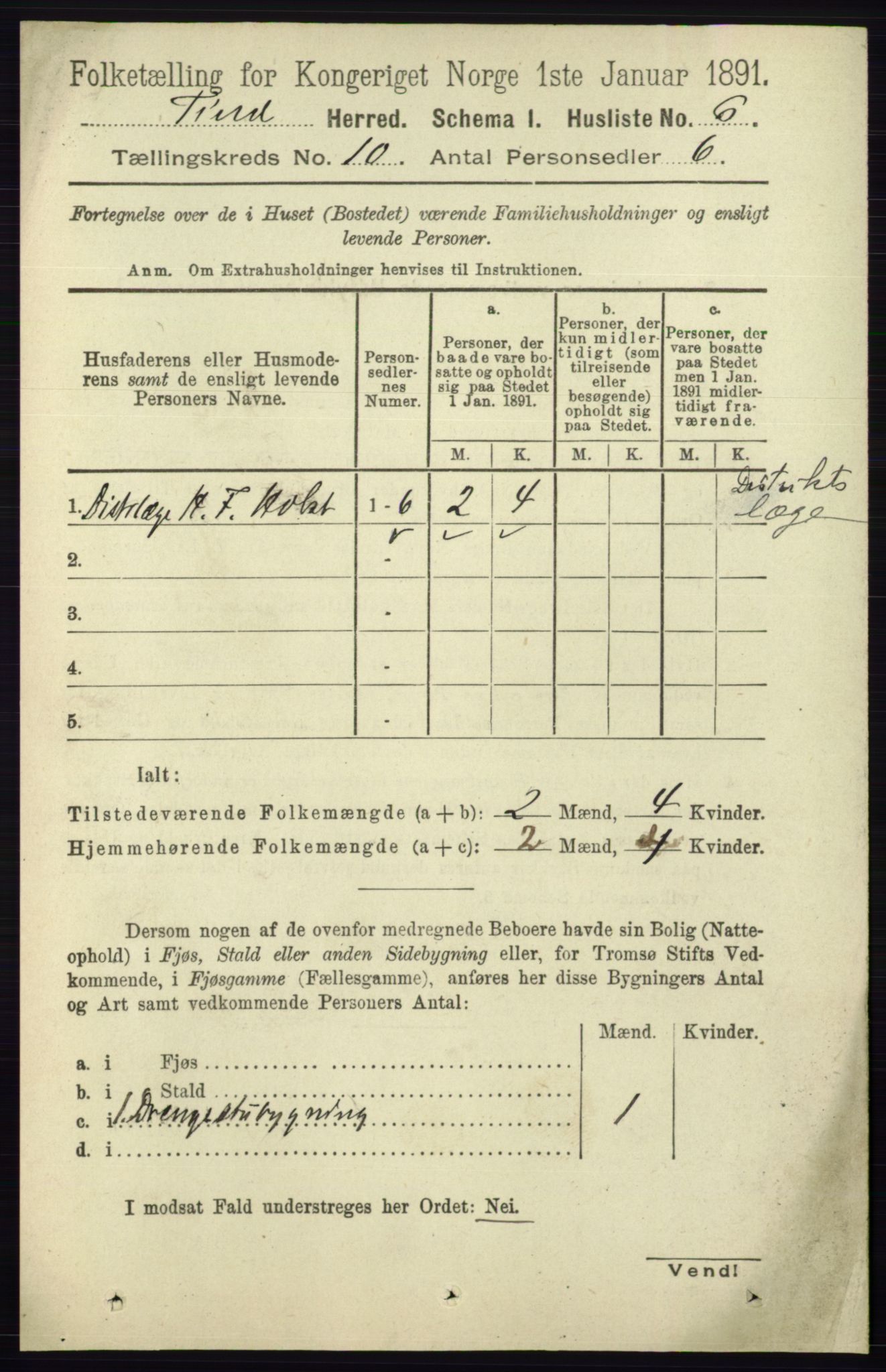 RA, 1891 census for 0826 Tinn, 1891, p. 1946