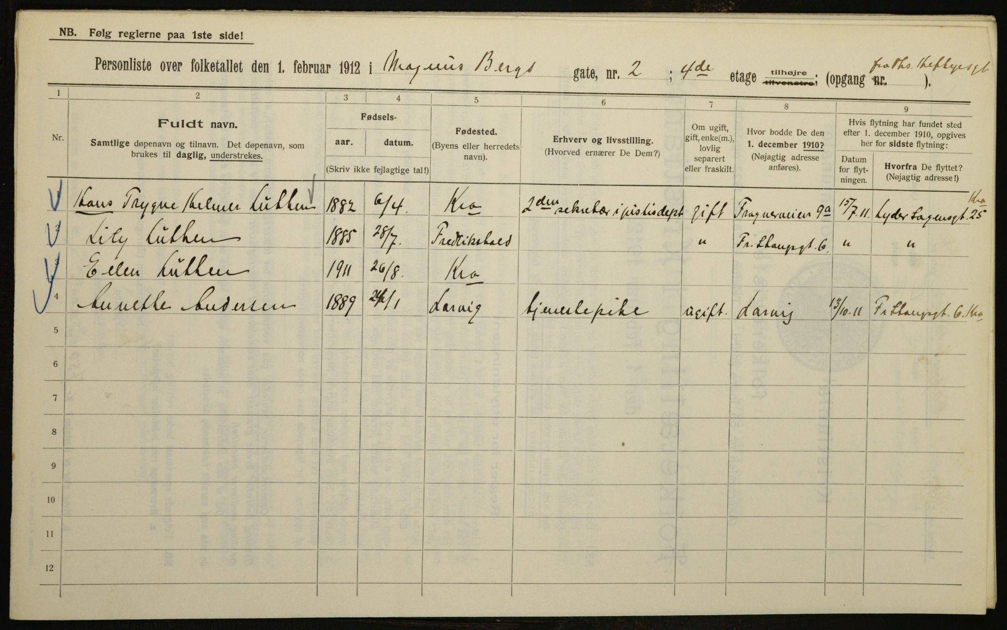 OBA, Municipal Census 1912 for Kristiania, 1912, p. 59434