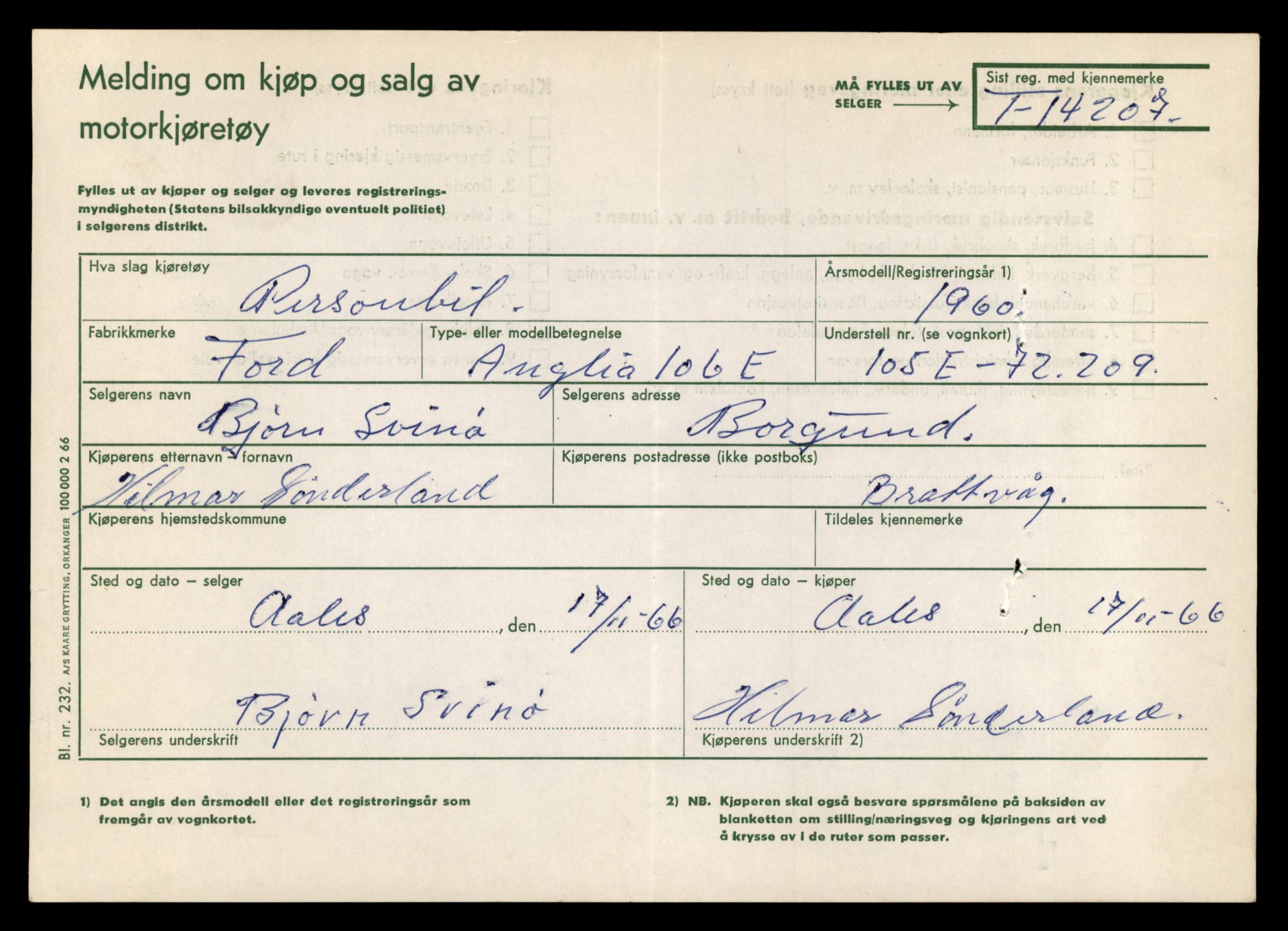 Møre og Romsdal vegkontor - Ålesund trafikkstasjon, AV/SAT-A-4099/F/Fe/L0044: Registreringskort for kjøretøy T 14205 - T 14319, 1927-1998, p. 61