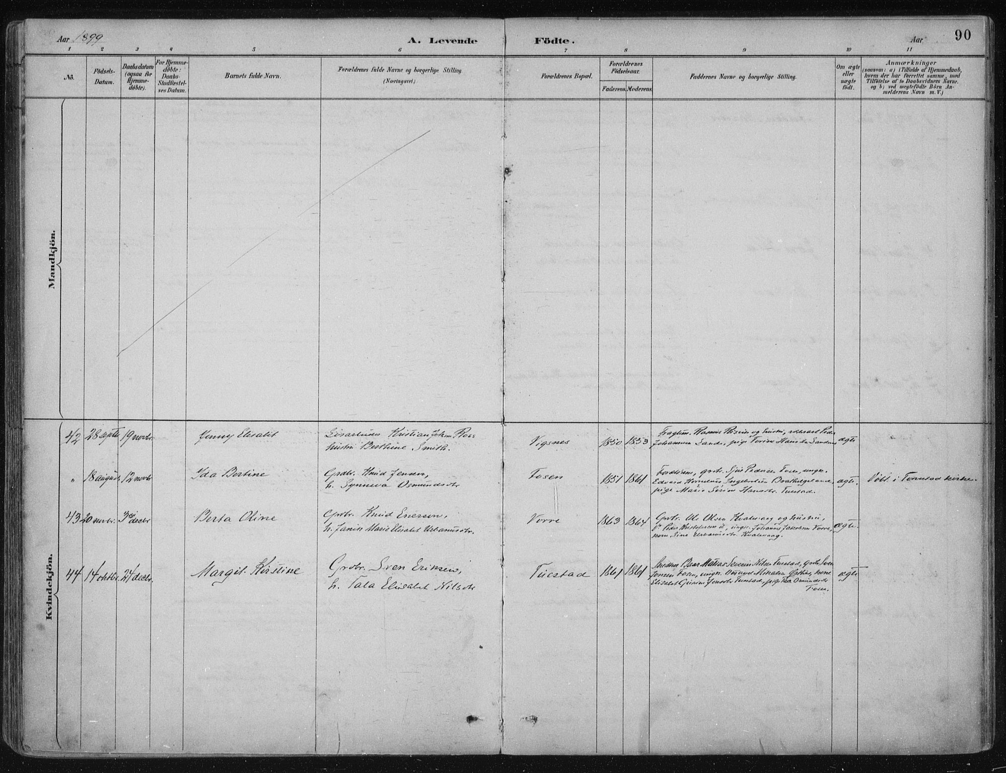 Avaldsnes sokneprestkontor, AV/SAST-A -101851/H/Ha/Haa/L0017: Parish register (official) no. A 17, 1889-1920, p. 90