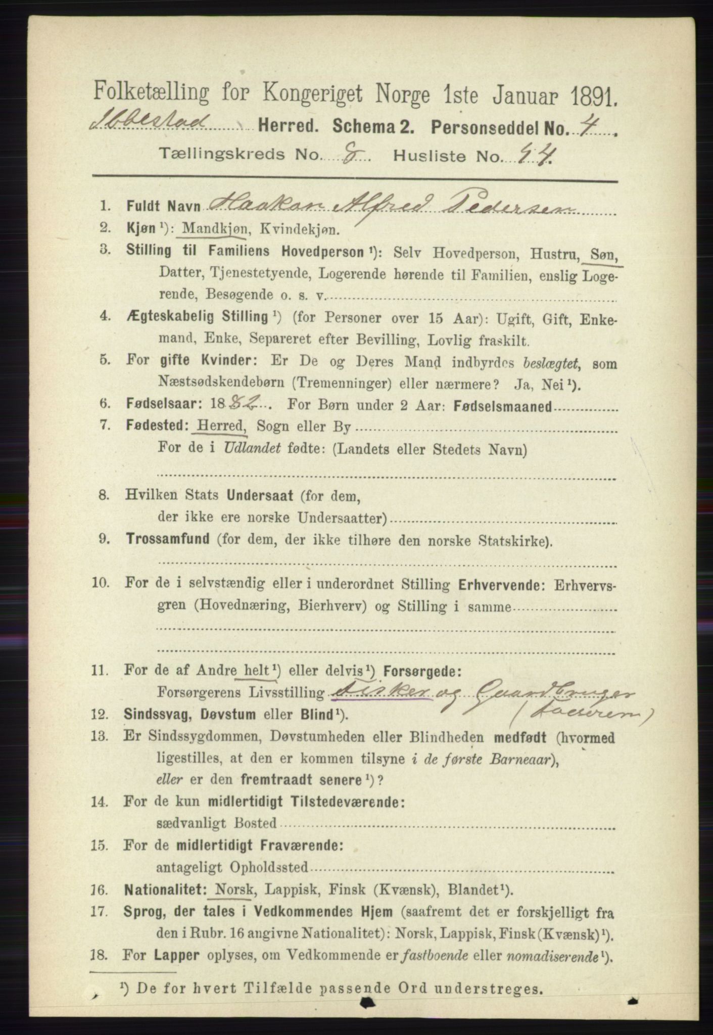 RA, 1891 census for 1917 Ibestad, 1891, p. 5543