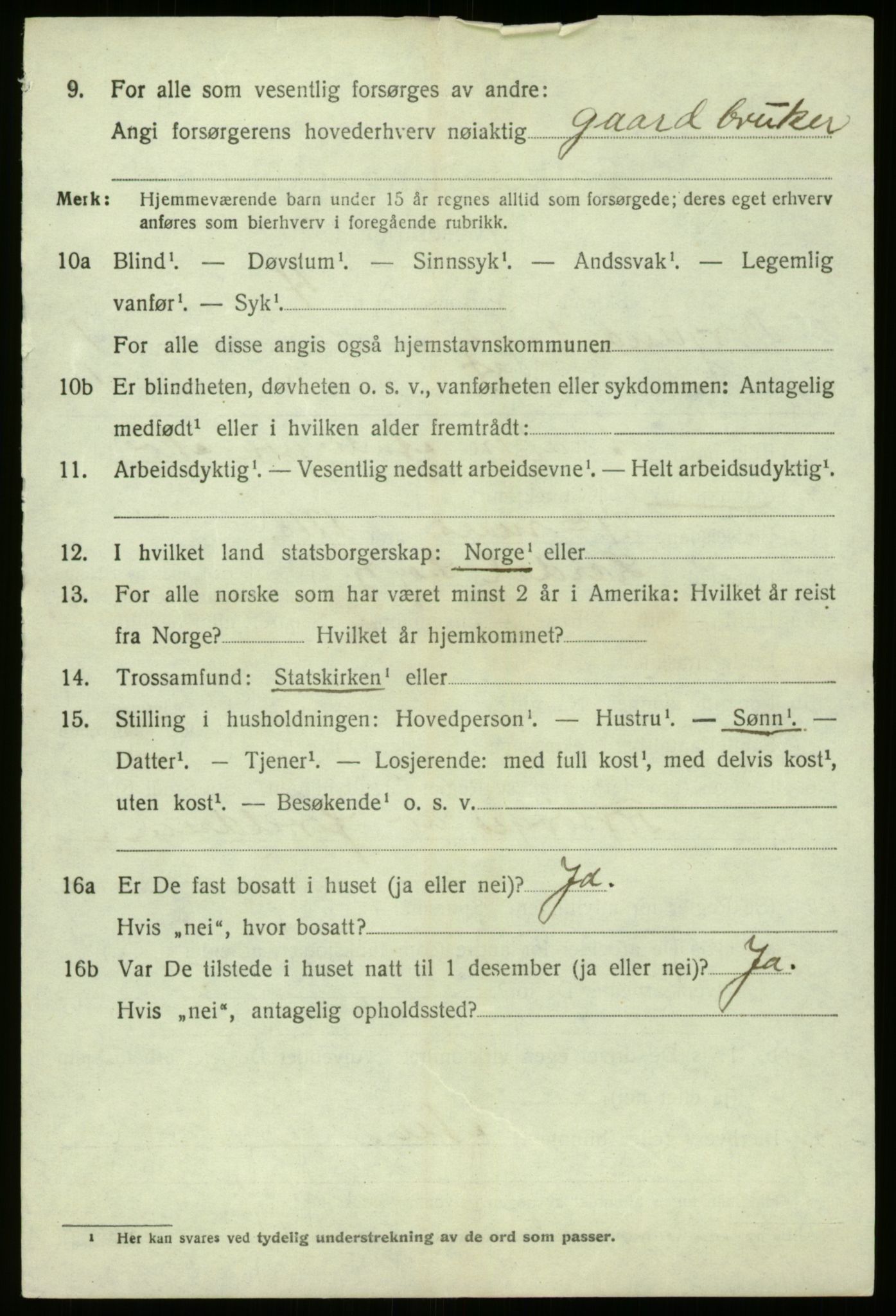 SAB, 1920 census for Borgund, 1920, p. 719