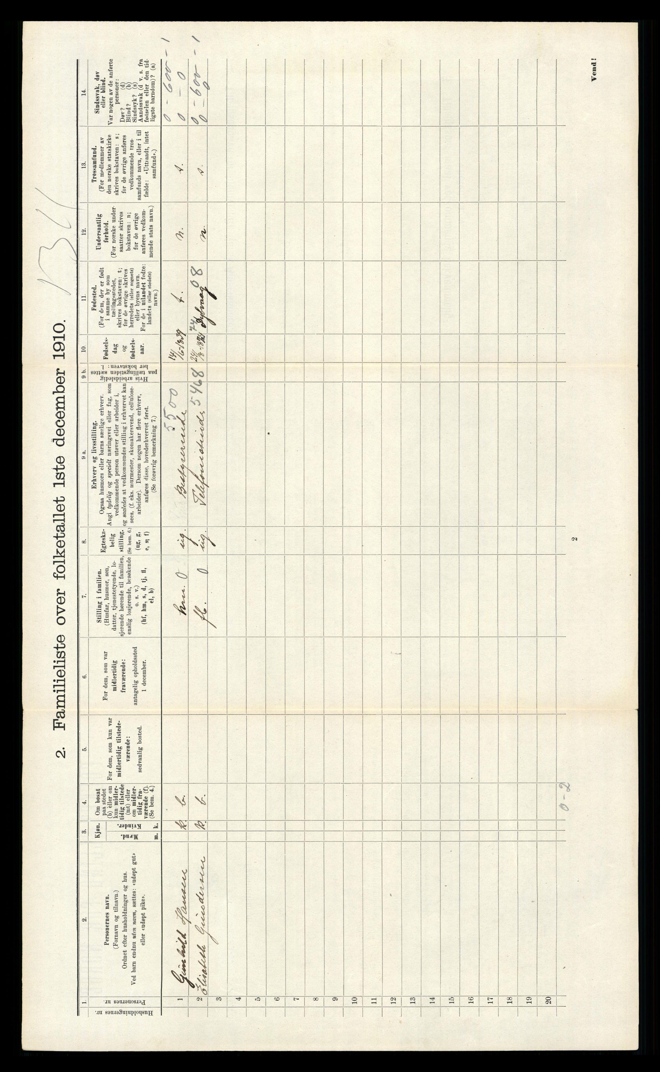 RA, 1910 census for Kristiansand, 1910, p. 1157