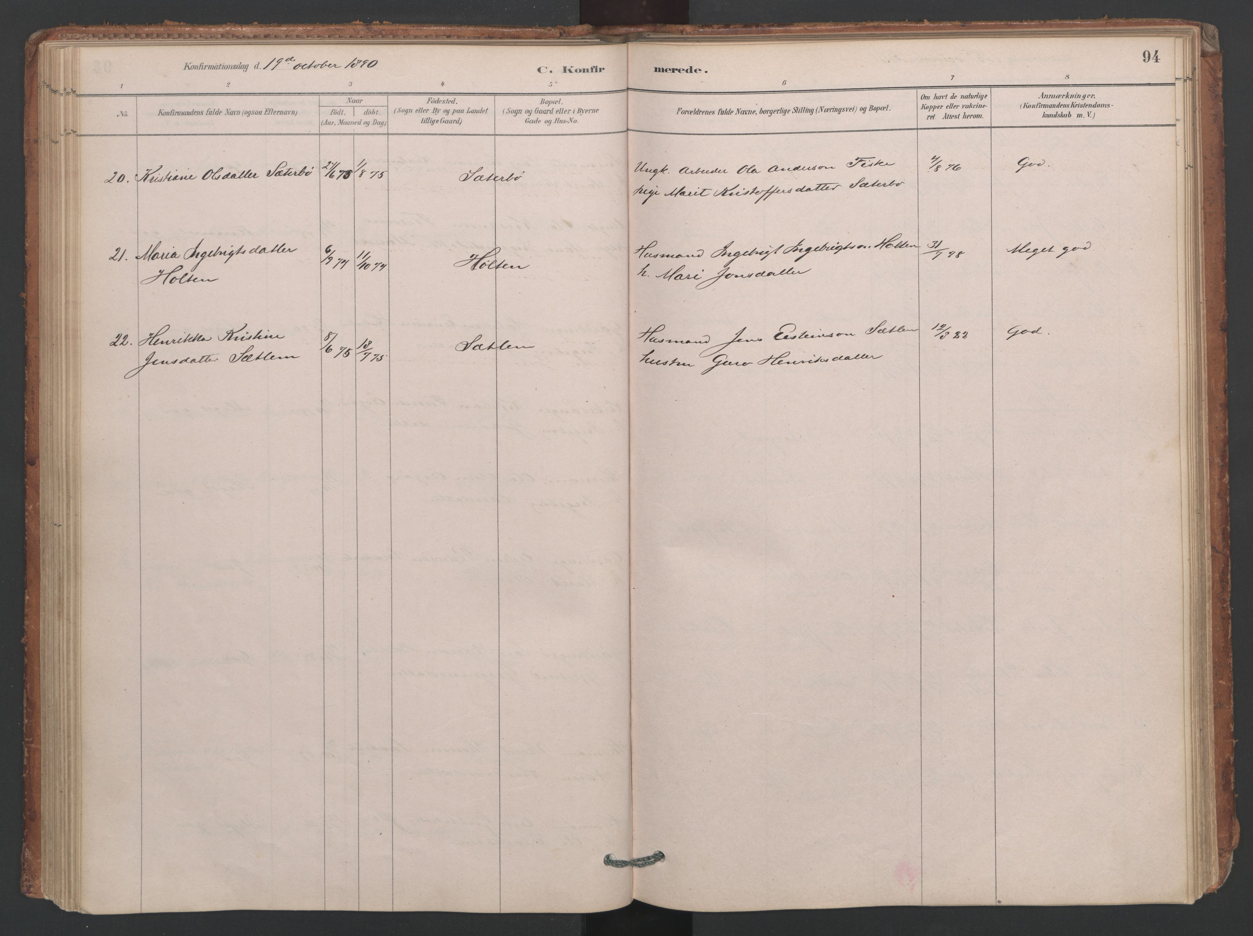 Ministerialprotokoller, klokkerbøker og fødselsregistre - Møre og Romsdal, AV/SAT-A-1454/594/L1036: Parish register (official) no. 594A02 (?), 1879-1910, p. 94