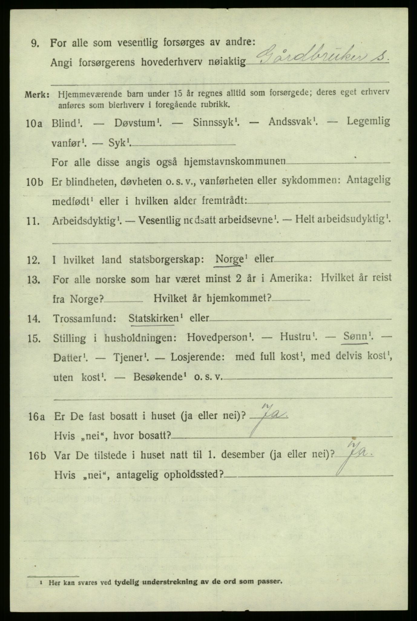 SAB, 1920 census for Vik, 1920, p. 5376