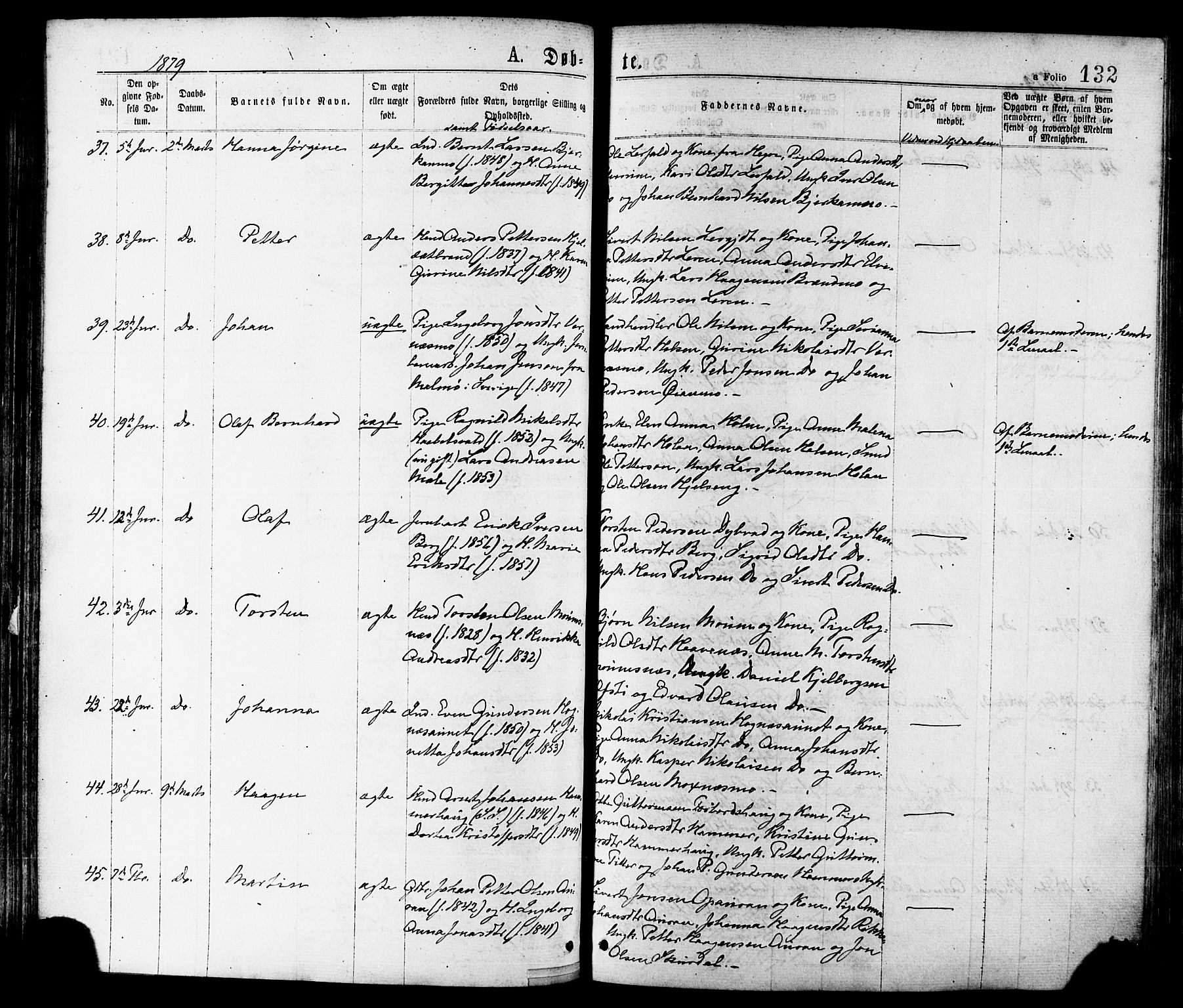 Ministerialprotokoller, klokkerbøker og fødselsregistre - Nord-Trøndelag, AV/SAT-A-1458/709/L0076: Parish register (official) no. 709A16, 1871-1879, p. 132