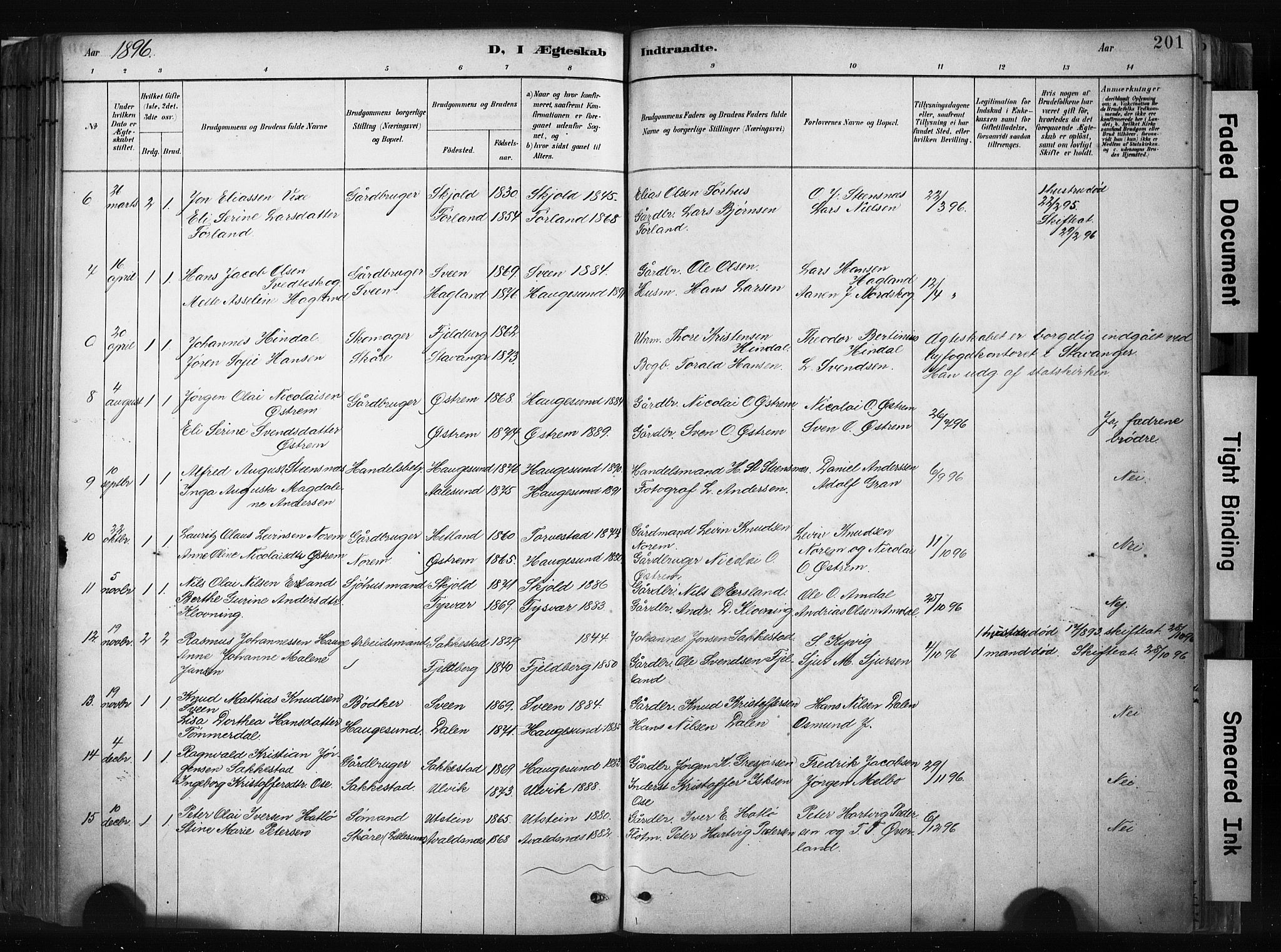 Haugesund sokneprestkontor, AV/SAST-A -101863/H/Ha/Haa/L0004: Parish register (official) no. A 4, 1886-1908, p. 201