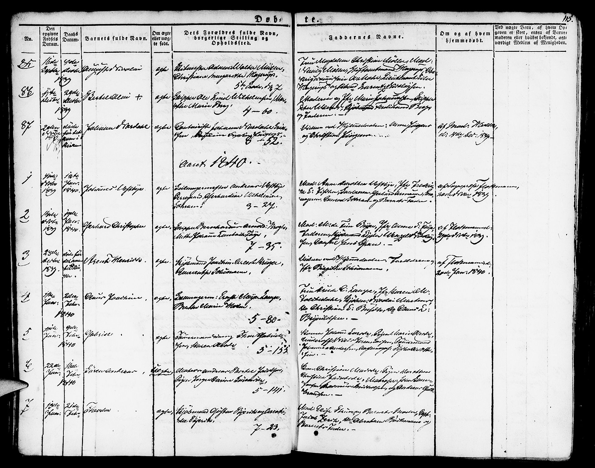 Nykirken Sokneprestembete, SAB/A-77101/H/Haa/L0012: Parish register (official) no. A 12, 1821-1844, p. 115
