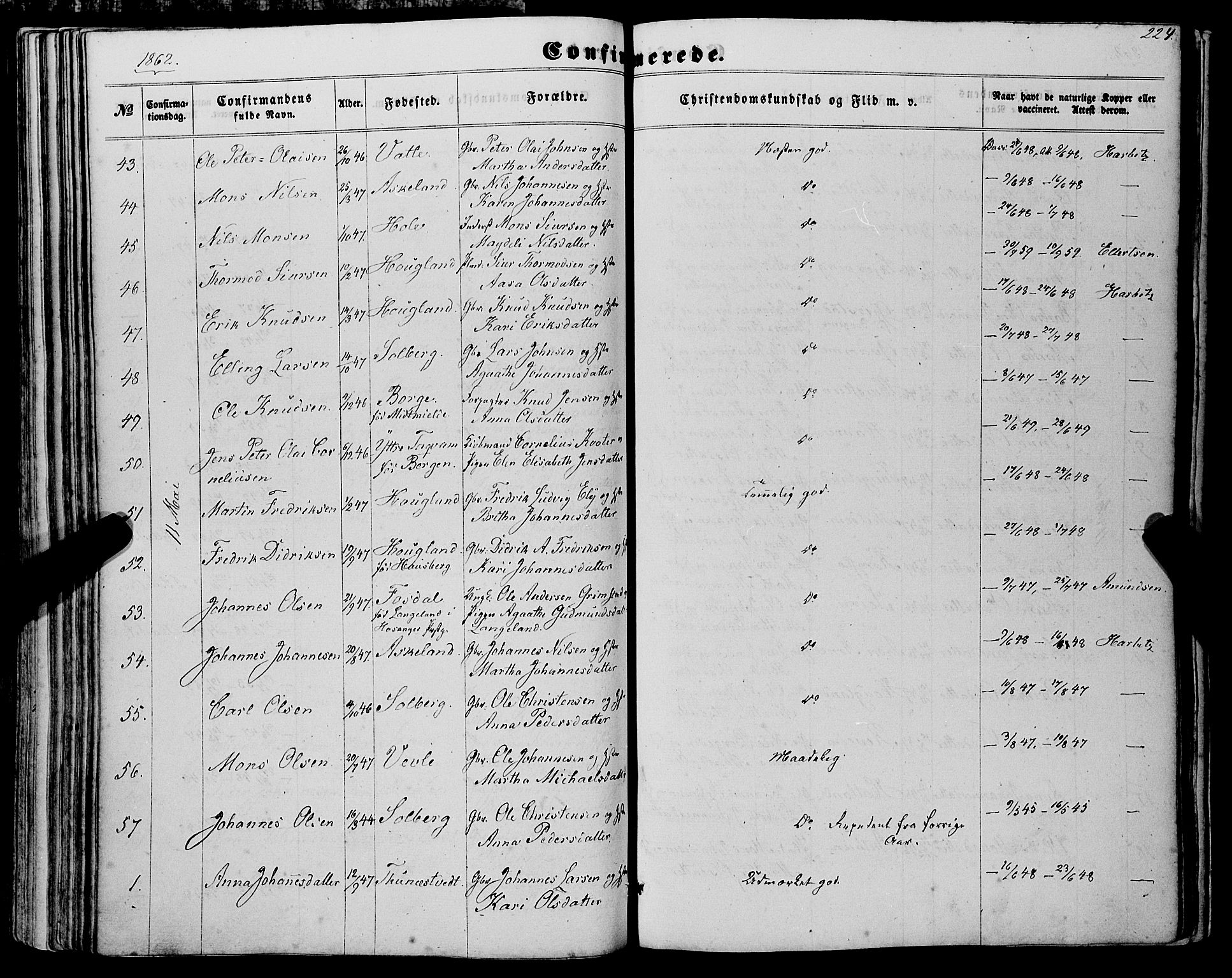 Haus sokneprestembete, AV/SAB-A-75601/H/Haa: Parish register (official) no. A 17, 1858-1870, p. 224