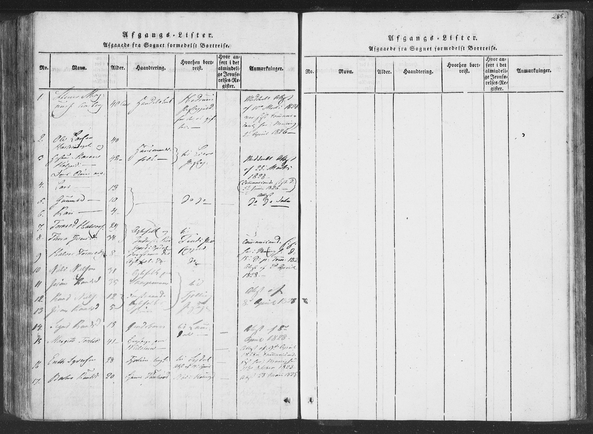 Rollag kirkebøker, SAKO/A-240/F/Fa/L0006: Parish register (official) no. I 6, 1814-1828, p. 288