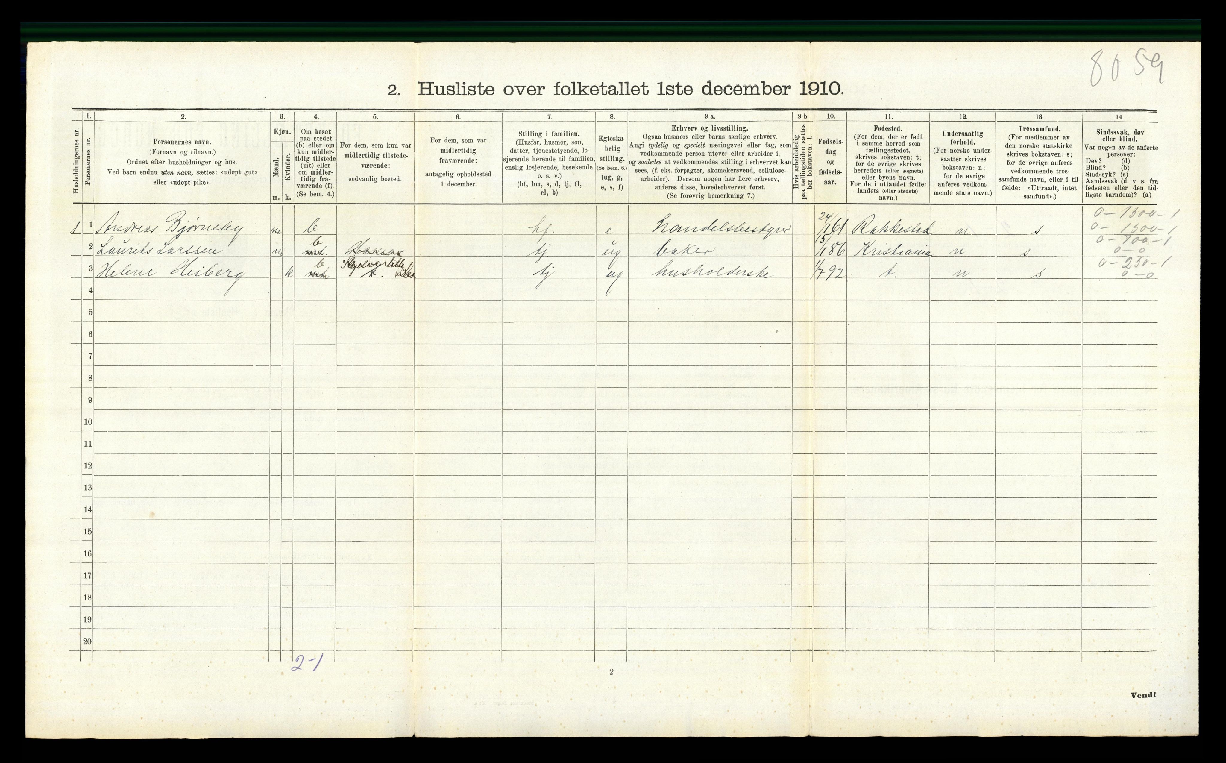 RA, 1910 census for Nes, 1910, p. 290