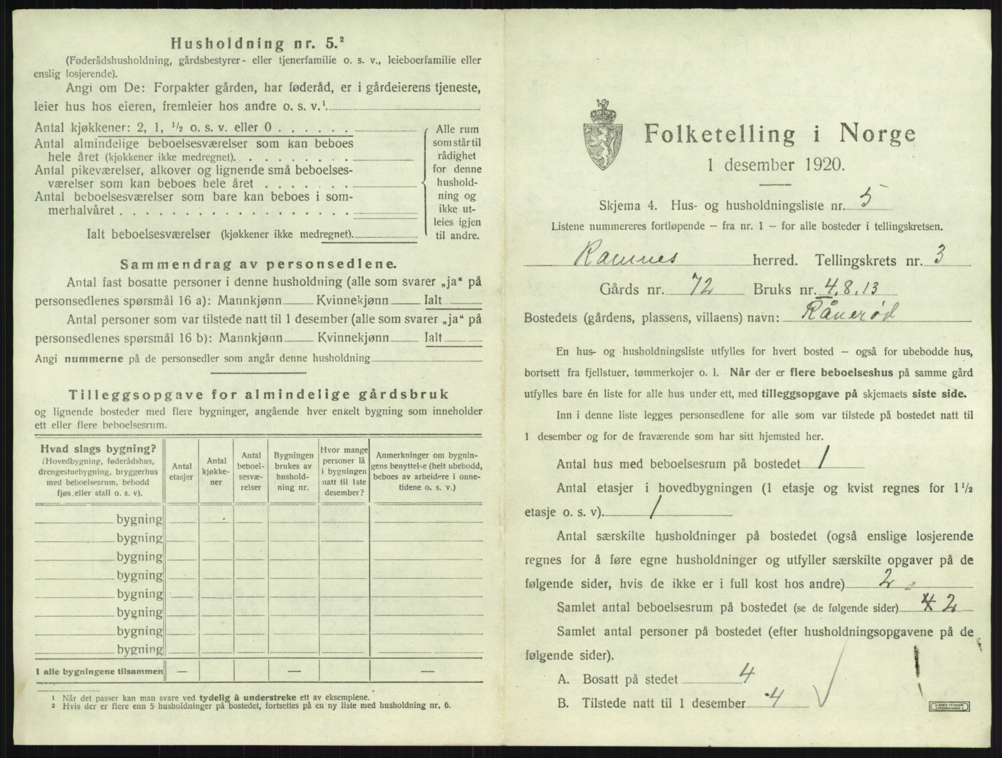 SAKO, 1920 census for Ramnes, 1920, p. 413
