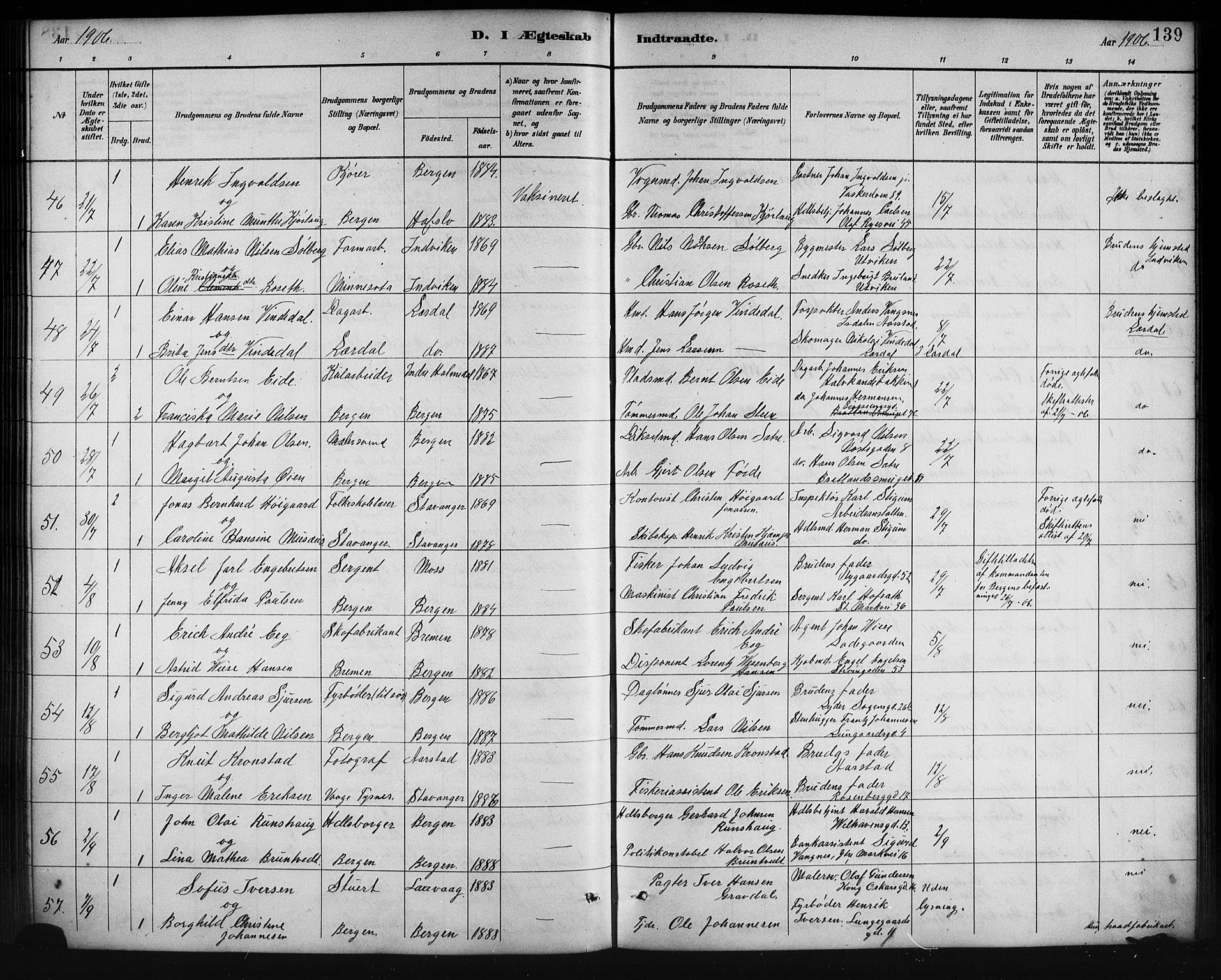 Johanneskirken sokneprestembete, AV/SAB-A-76001/H/Hab: Parish register (copy) no. C 1, 1885-1912, p. 139