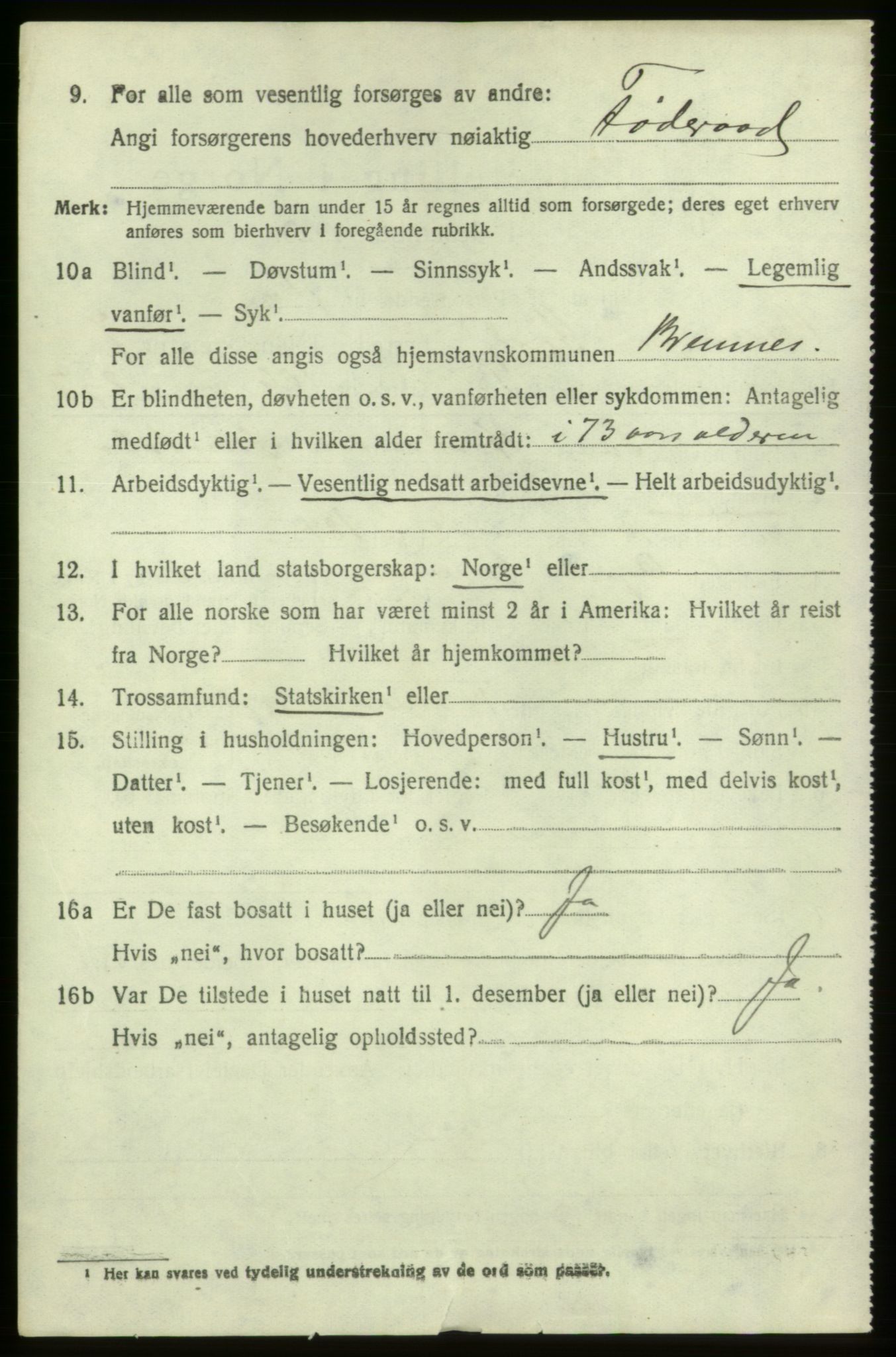 SAB, 1920 census for Bremnes, 1920, p. 5063