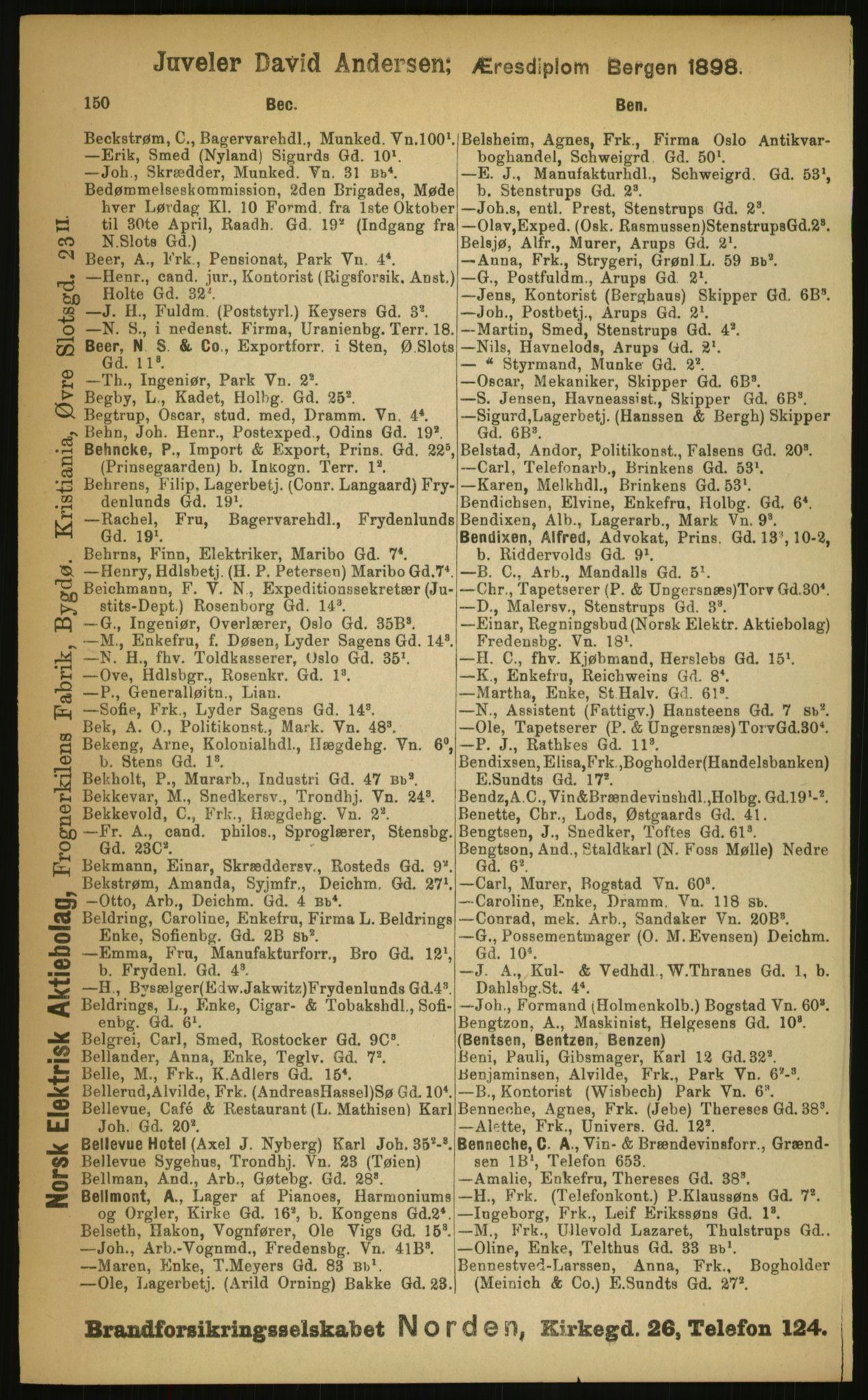 Kristiania/Oslo adressebok, PUBL/-, 1899, p. 150