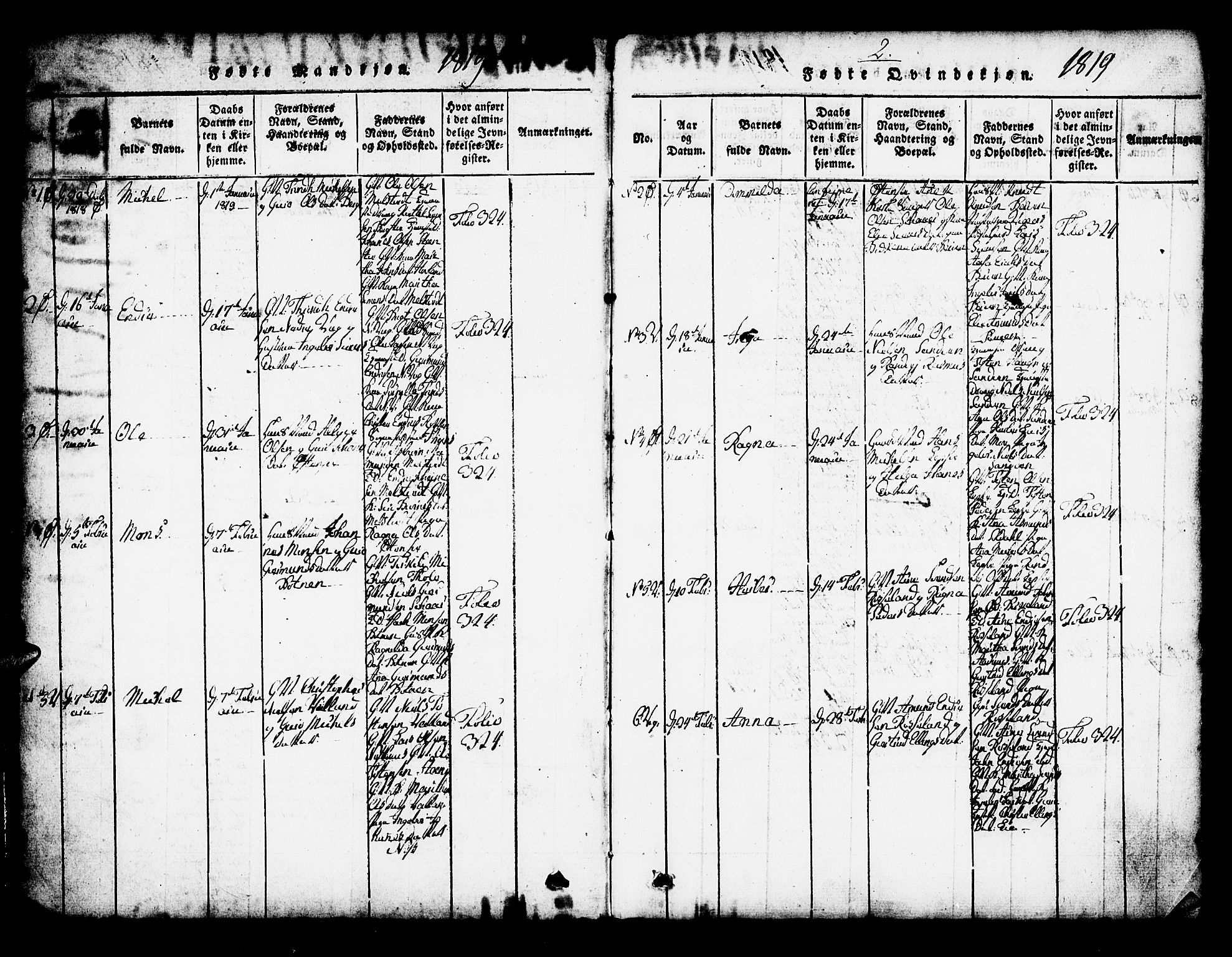 Kvam sokneprestembete, SAB/A-76201/H/Haa: Parish register (official) no. A 6, 1818-1832, p. 2
