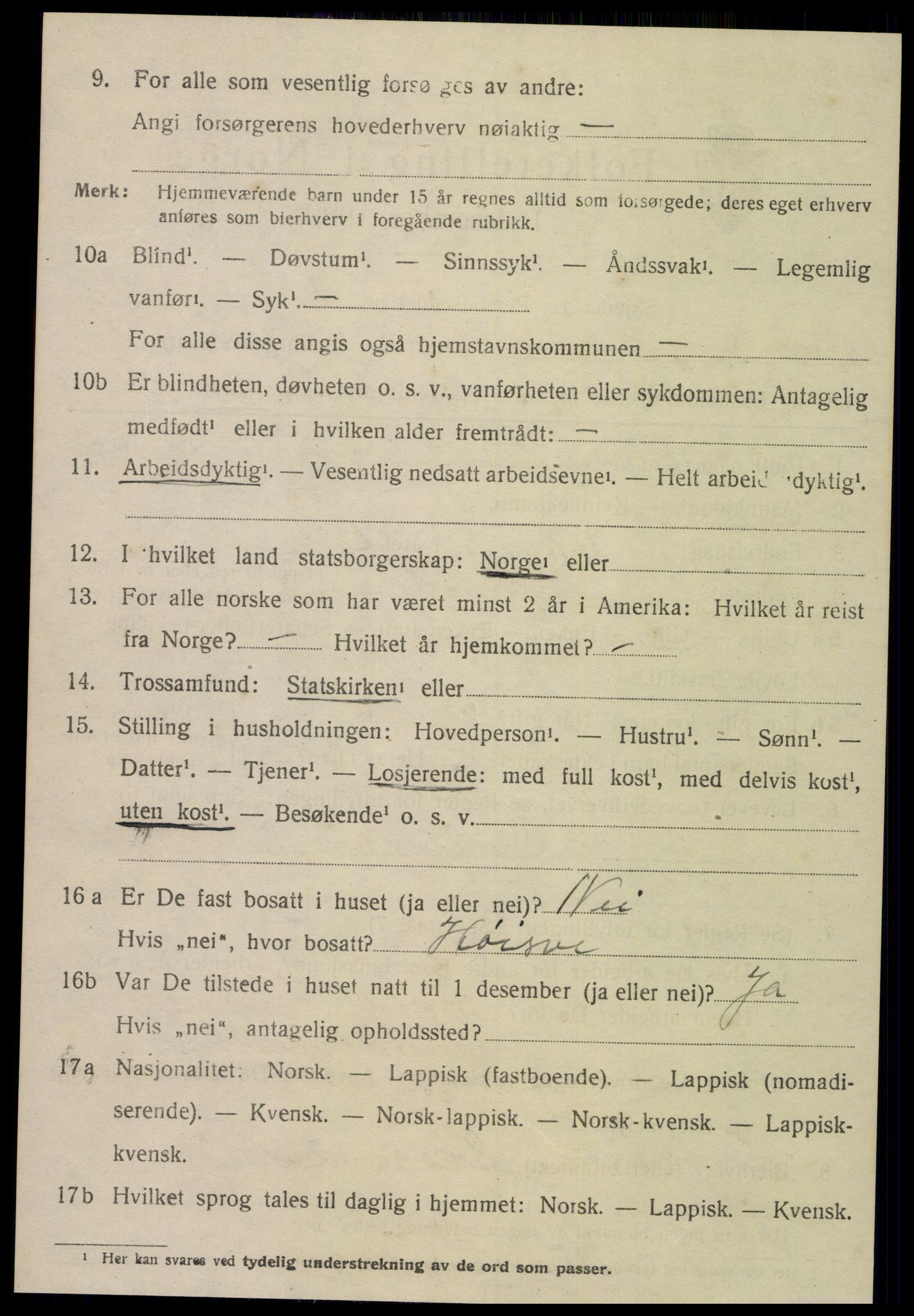 SAT, 1920 census for Leksvik, 1920, p. 1121