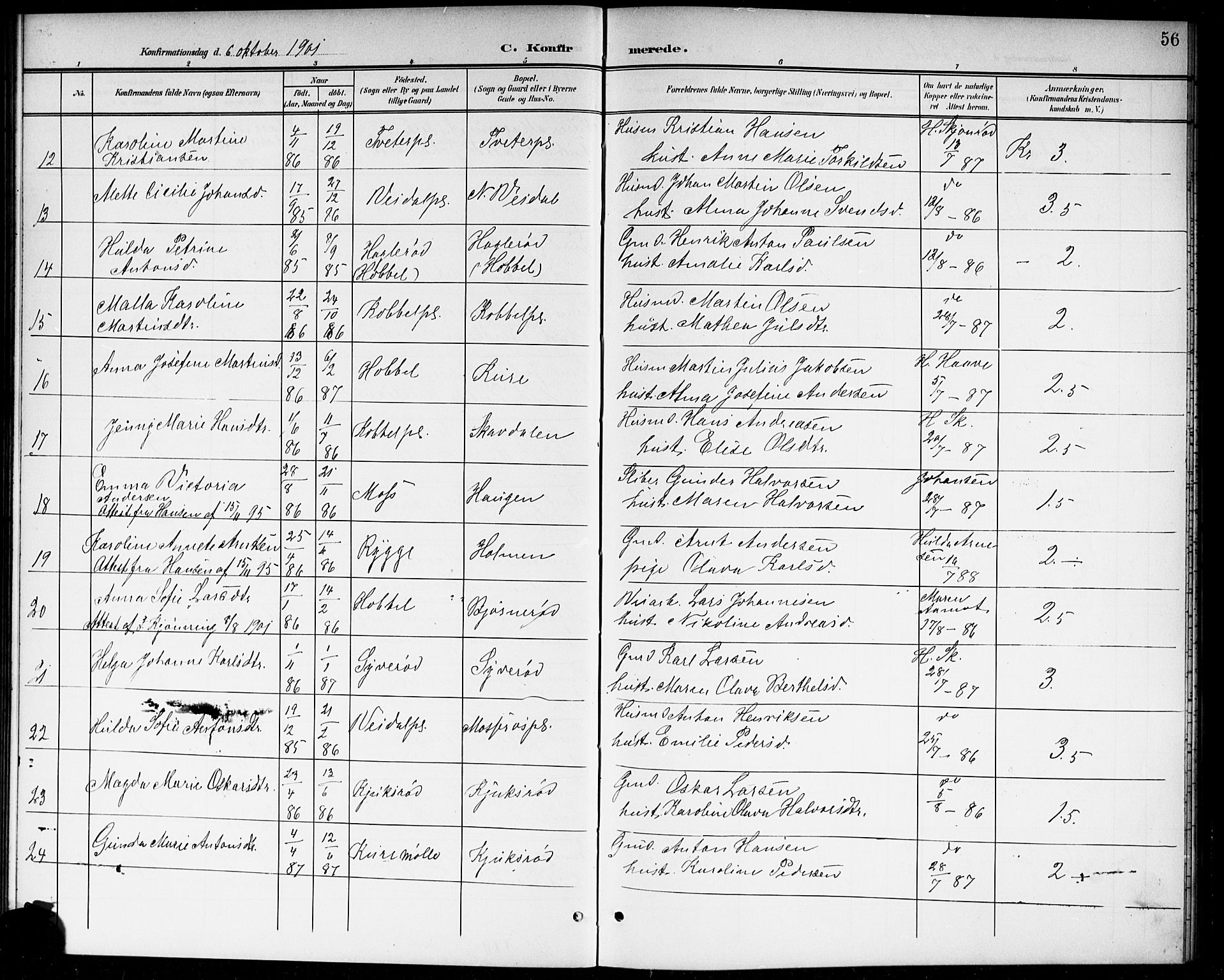Våler prestekontor Kirkebøker, AV/SAO-A-11083/G/Ga/L0004: Parish register (copy) no. I 4, 1901-1914, p. 56
