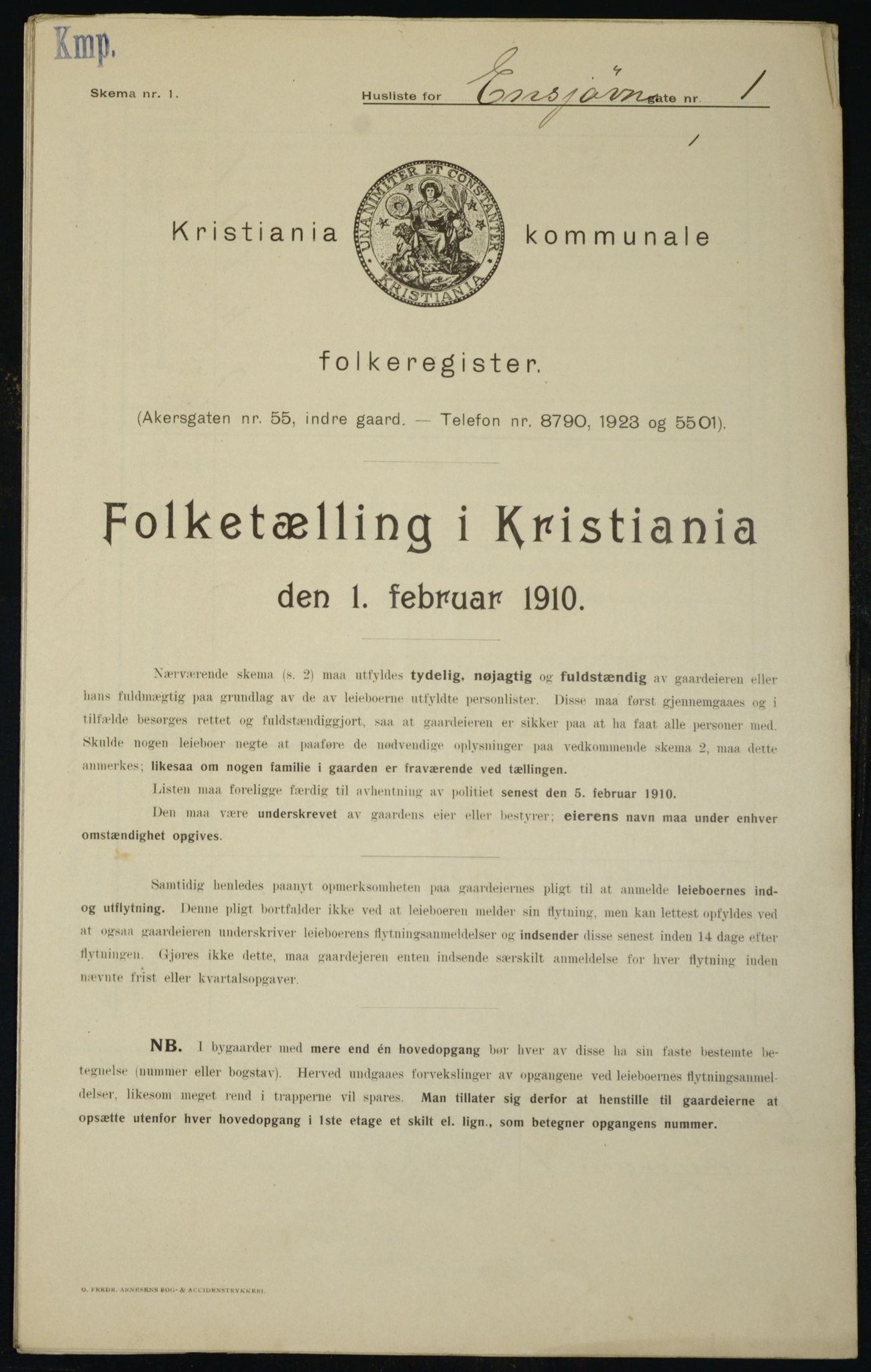 OBA, Municipal Census 1910 for Kristiania, 1910, p. 20082