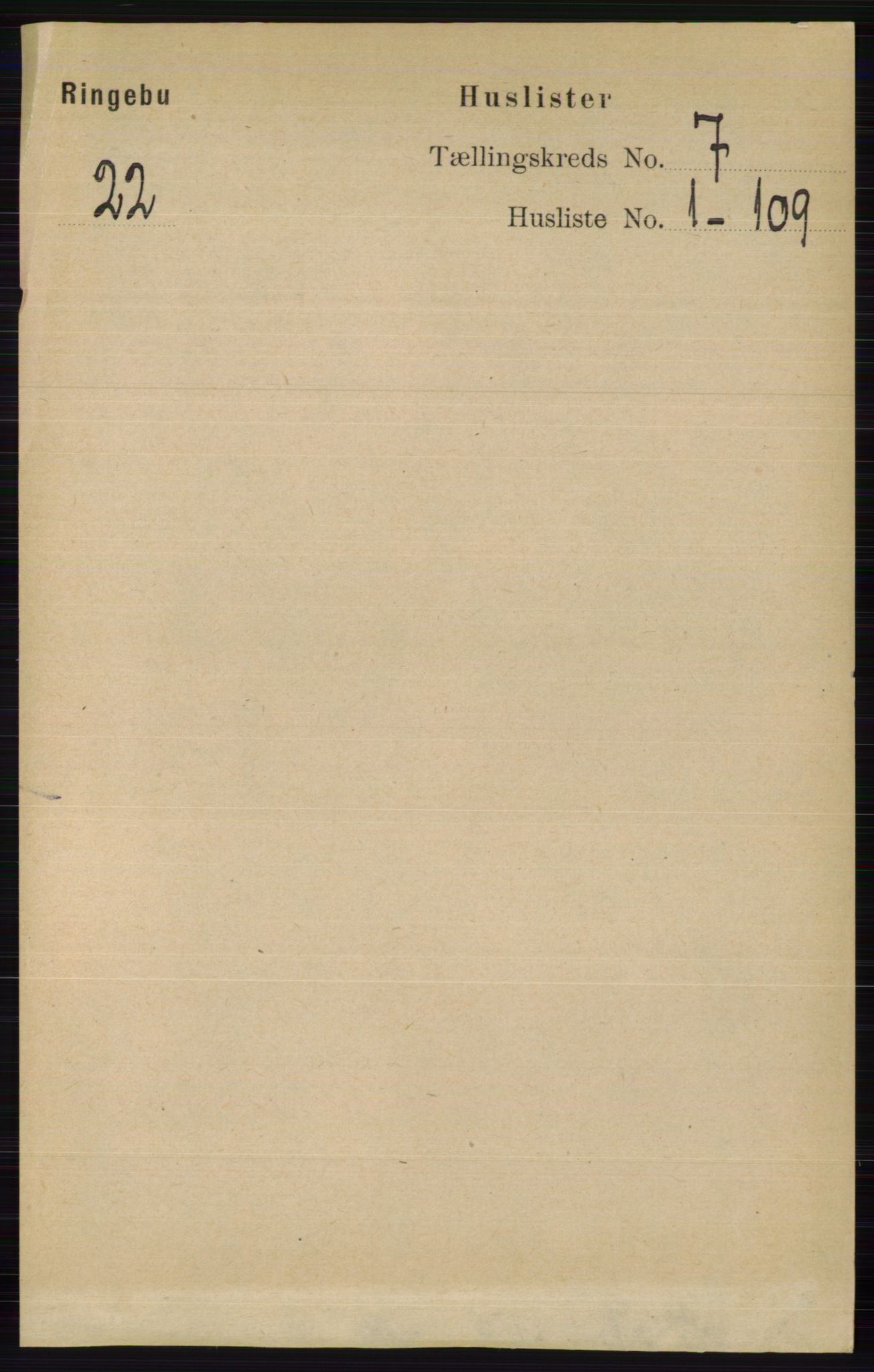 RA, 1891 census for 0520 Ringebu, 1891, p. 2923