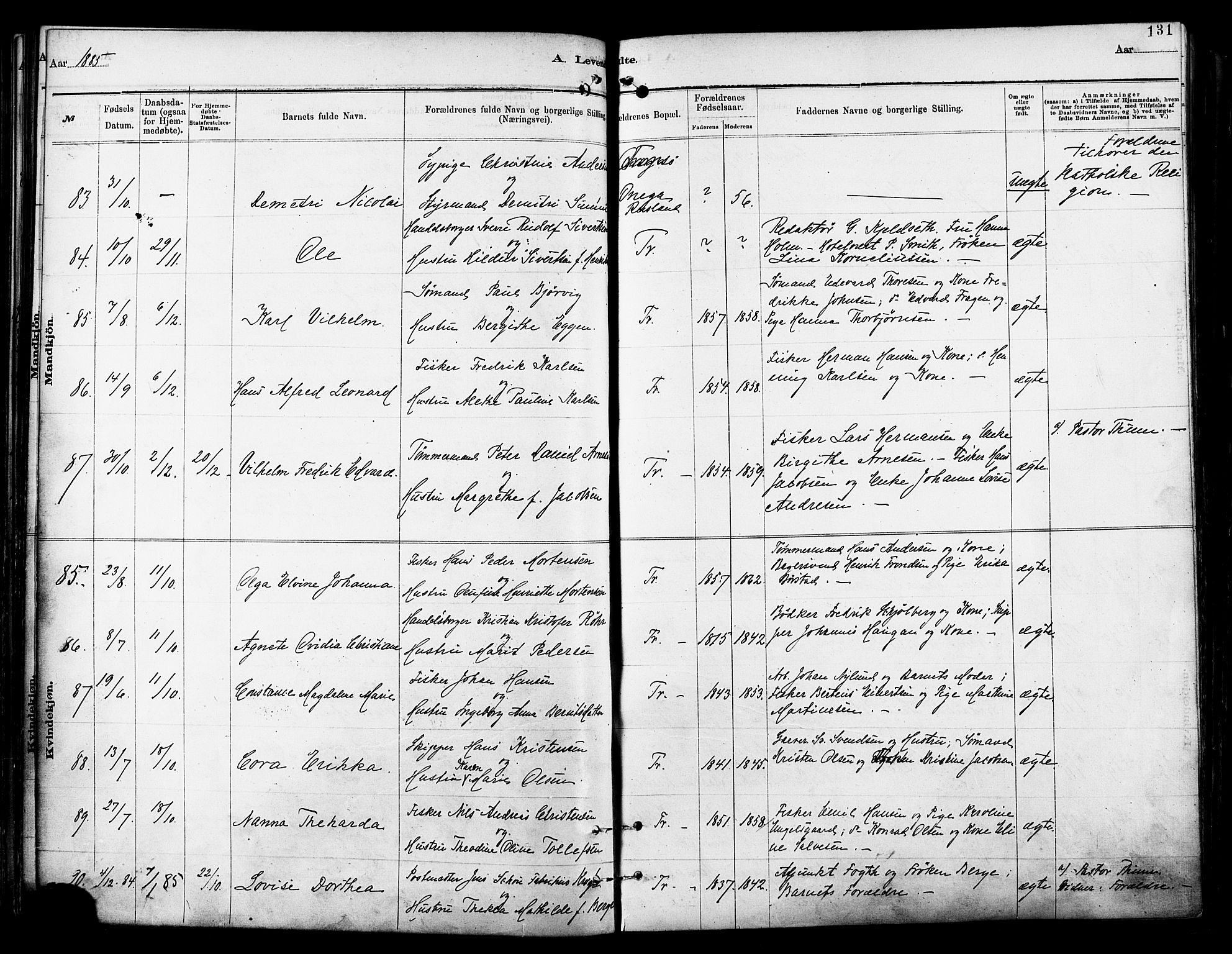 Tromsø sokneprestkontor/stiftsprosti/domprosti, SATØ/S-1343/G/Ga/L0014kirke: Parish register (official) no. 14, 1878-1888, p. 131